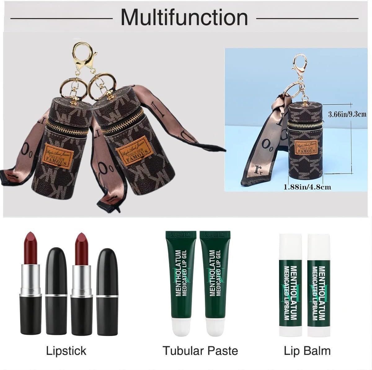  CYWJ 2Pcs Lipstick Organizer, Leather Lip Gloss Holder Storage  with Keychain, Girls travel Lipgloss Makeup Case for Purse Perfume  Fingernail Polish (Classic) : Beauty & Personal Care