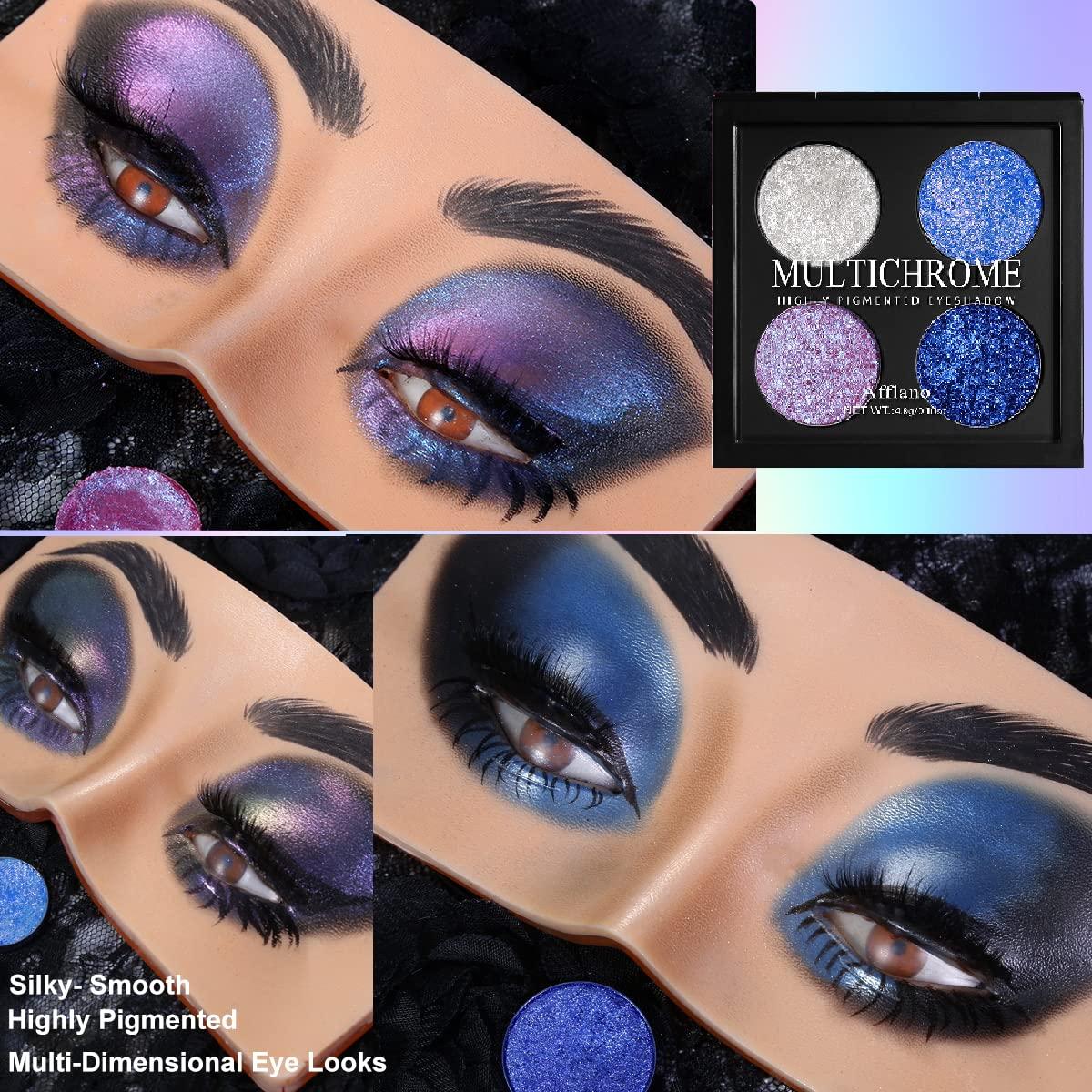 Afflano Purple Eyeshadow Palette Multichrome Eyeshadow Glitter Holographic  Makeup Set, Color Changing Minerals Chameleon Eyeshadow, Highly Pigmented