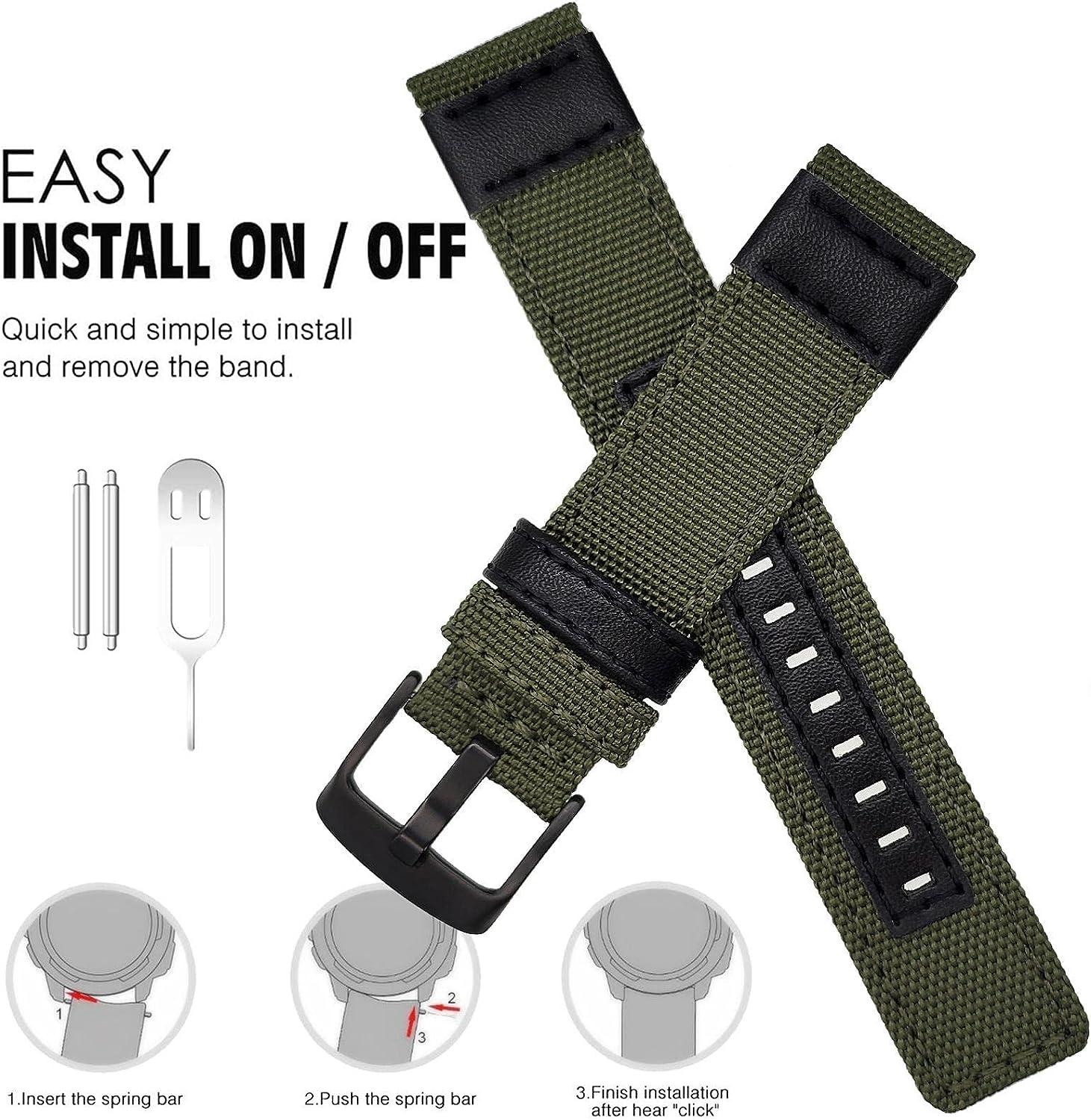 Abanen 22mm Nylon Military Style Watch Bands for Garmin Instinct/Instinct 2  Solar, Woven Fabric Durable Wristband Strap for Garmin Instinct  Tactical/Tide/Esports/Instinct Solar Green