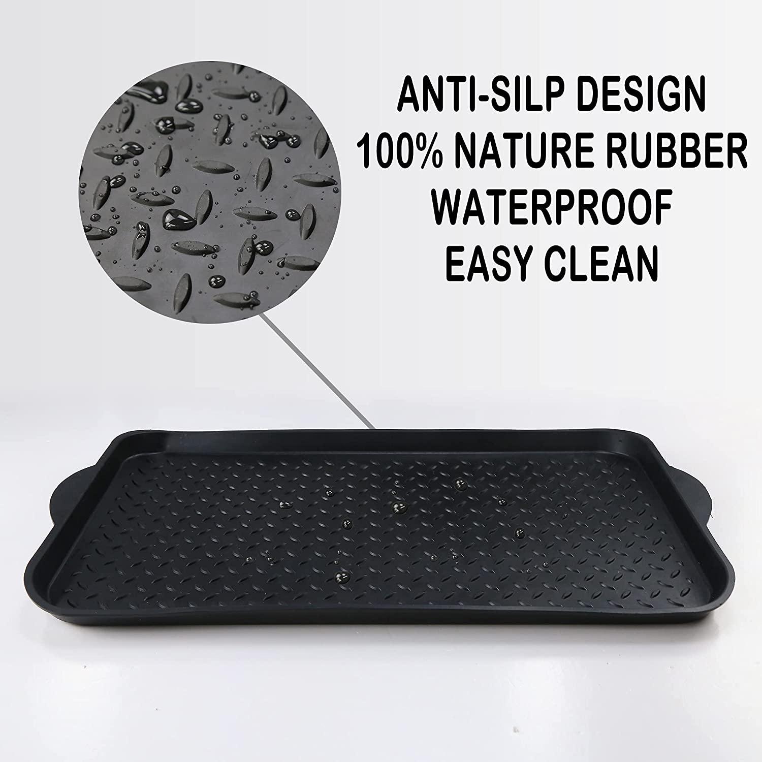 Matace 100% Rubber Boot Tray for Entryway - Water Resistant Shoe Trays-  Natural Rubber Mats for Shoes, Boots, Pets - Indoor and Outdoor Use,  27.95x 15.74, Black (1 Pack) 27.95 x 15.74