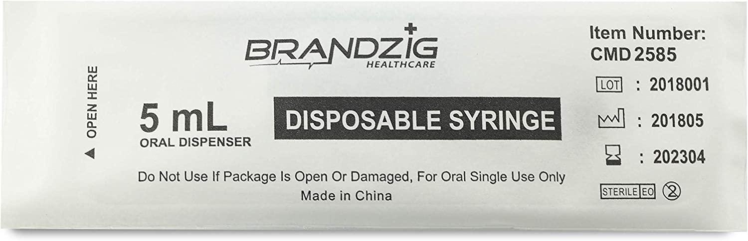 5ml Oral Syringes - 100 Pack Luer Slip Tip, No Needle