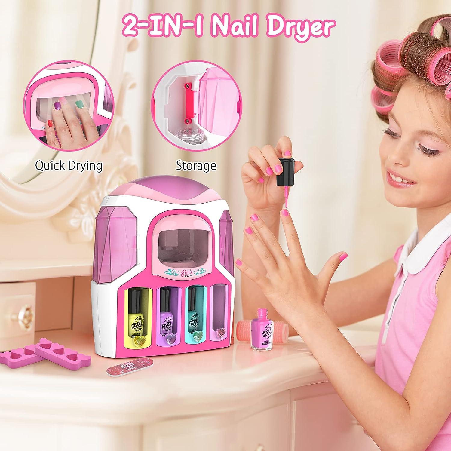 Nail Art Kit For Girls Kids Nail Polish Play Set With Nail Dryer Kids Age  6-12