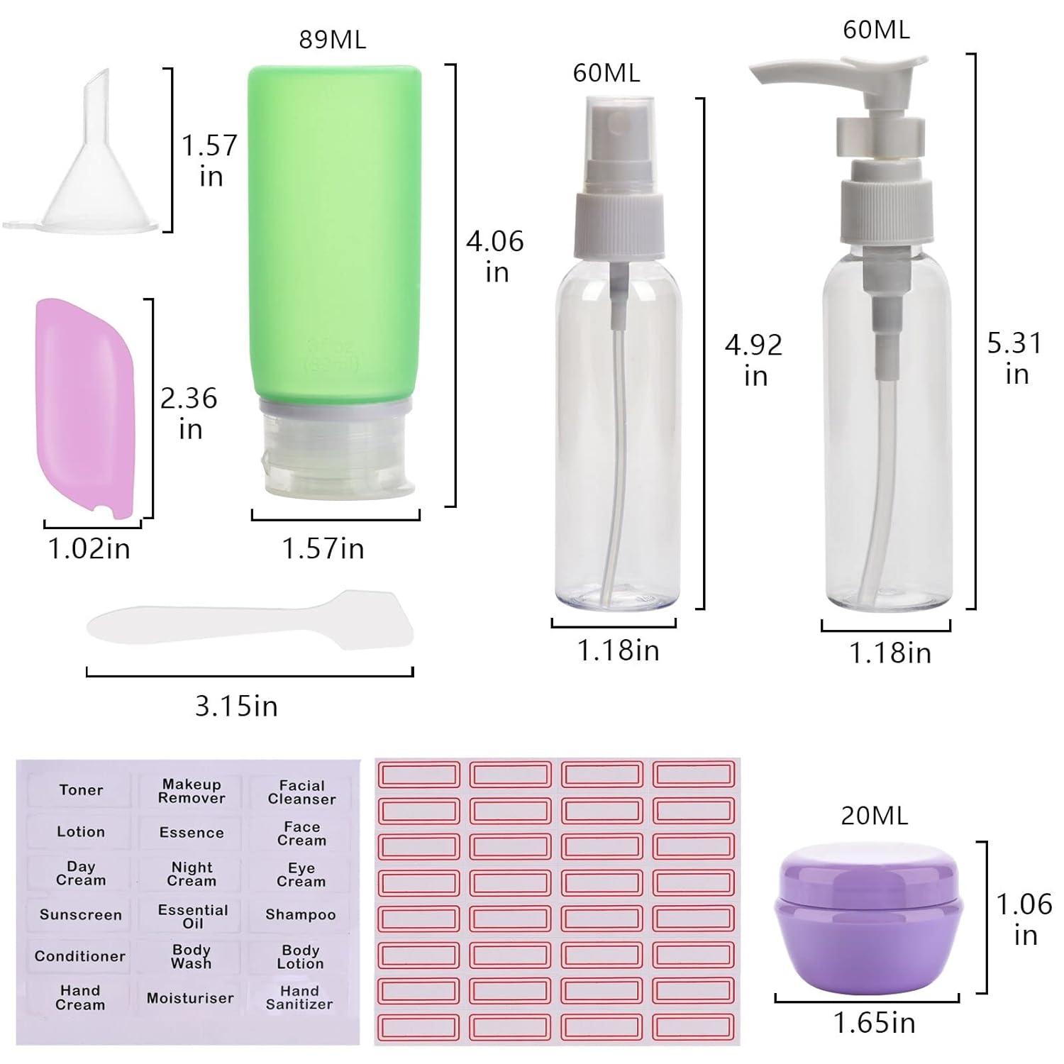  Silicone Travel Bottles, TSA Approved, Leak-Proof Travel  Containers, BPA Free, Refillable Toiletry Bottles for Shampoo, Body Wash, 3  bottle set, airplane, accessories : Beauty & Personal Care