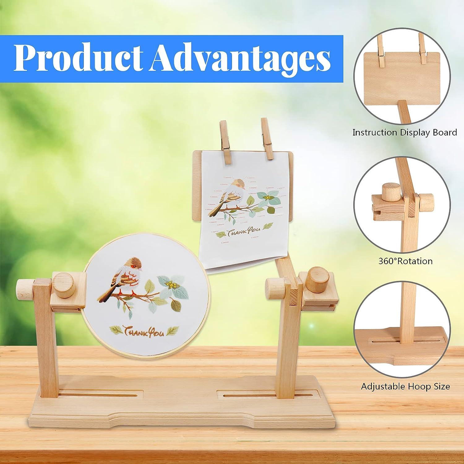 SolidGnik Embroidery Stand,Adjustable Embroidery Hoop Holder with  Embroidery Kit and 3PCS Embroidery Hoops