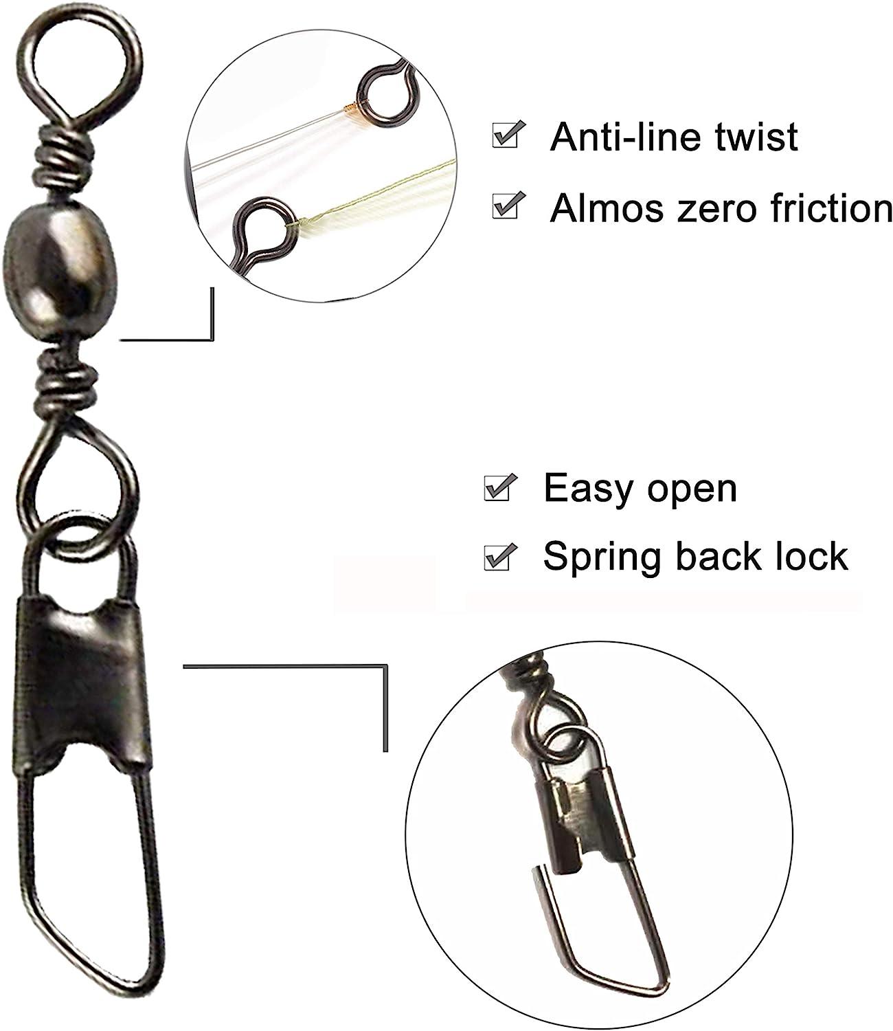100pcs Stainless Steel Fishing Swivel Swivels Connector With Double Snap  Lock Fishing Line Connector Fishing Swivels For Outdoor Fishing 