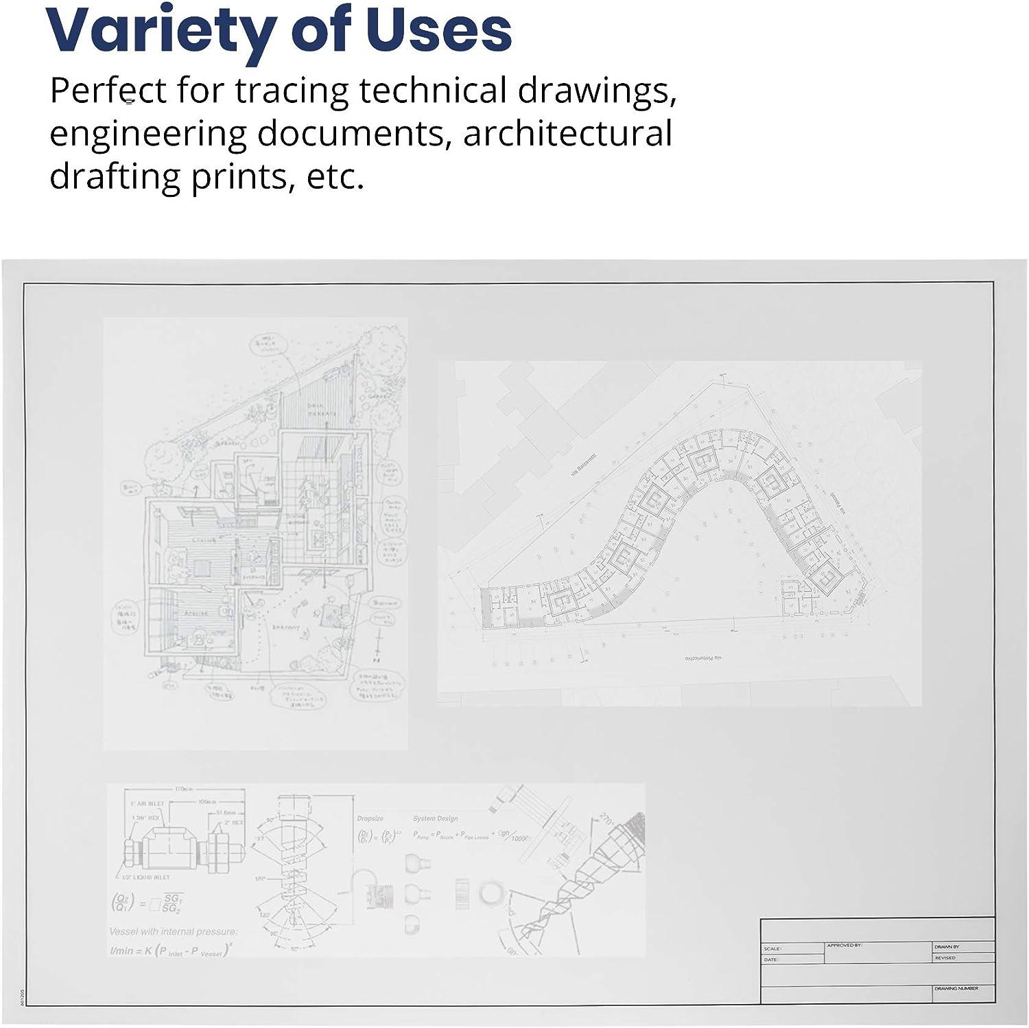 10 Sheets Architectural Vellum Paper 18 x 24 Inches Translucent White  Vellum Sheets Drafting Paper Rag