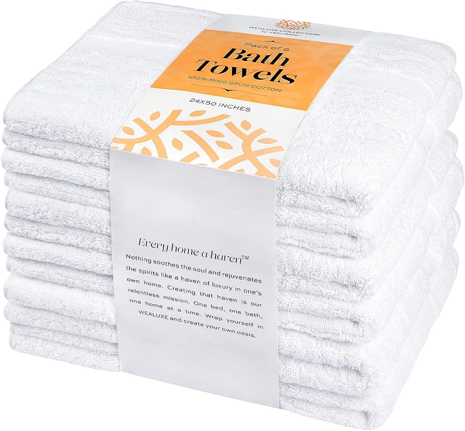 White Classic Hand Towels White Wealuxe Collection Hand Towels, 100% Cotton  Soft and Lightweight Bath Hand Towels Washable for Bathroom for Home or