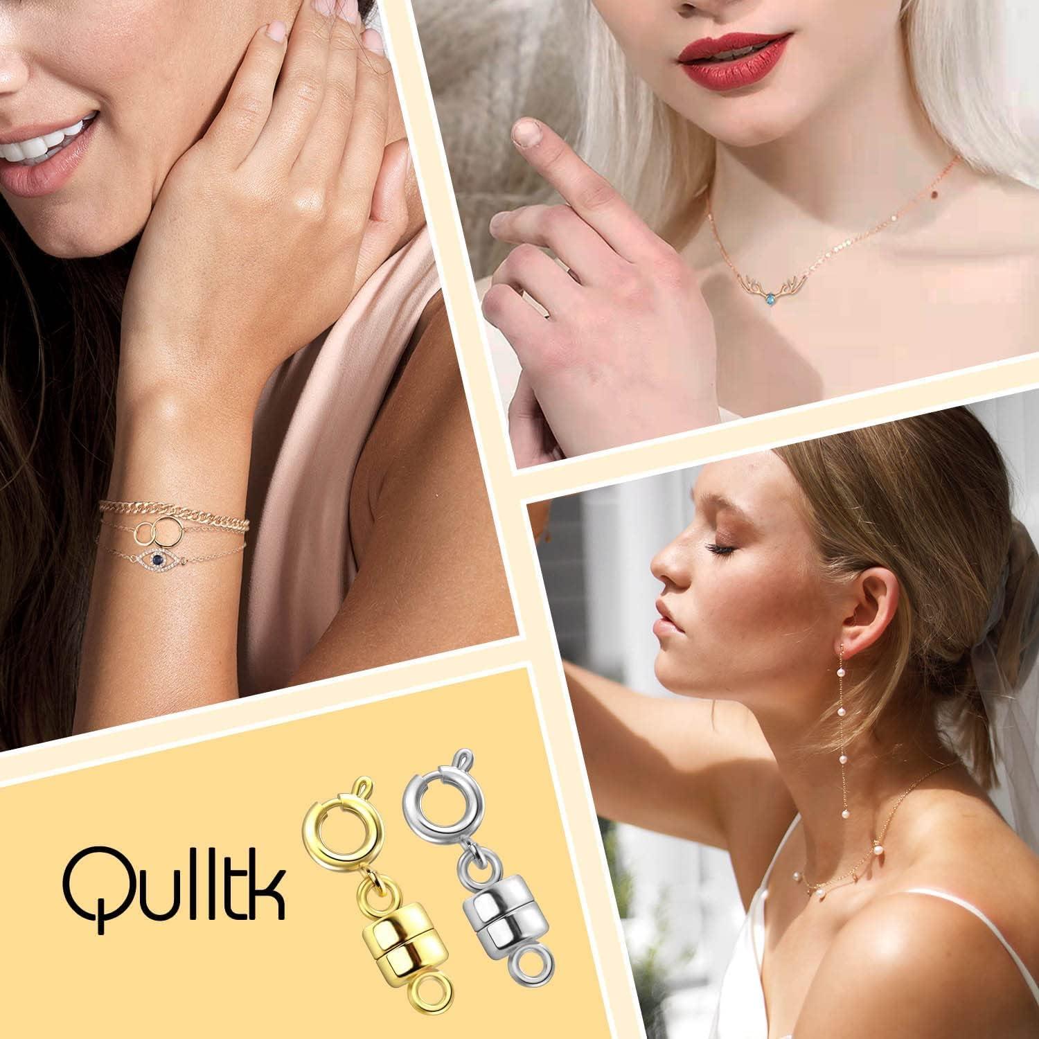 QULLTK Magnetic Necklace Clasps and Closures 18K Gold and Silver Plated  Bracelet Converter Clasp,Suitable for Necklaces Chain Extender