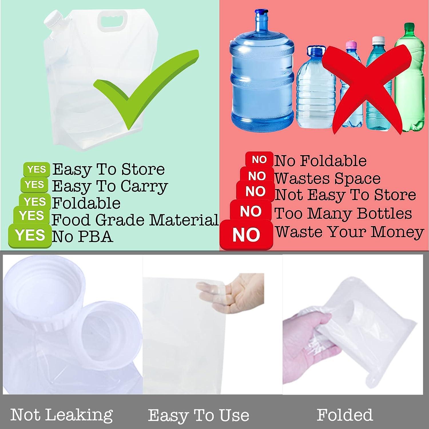 5l Premium Collapsible Water Container Bag Food Grade Clear Plastic Storage  Jug No-leak Freezable Foldable Water Bottle