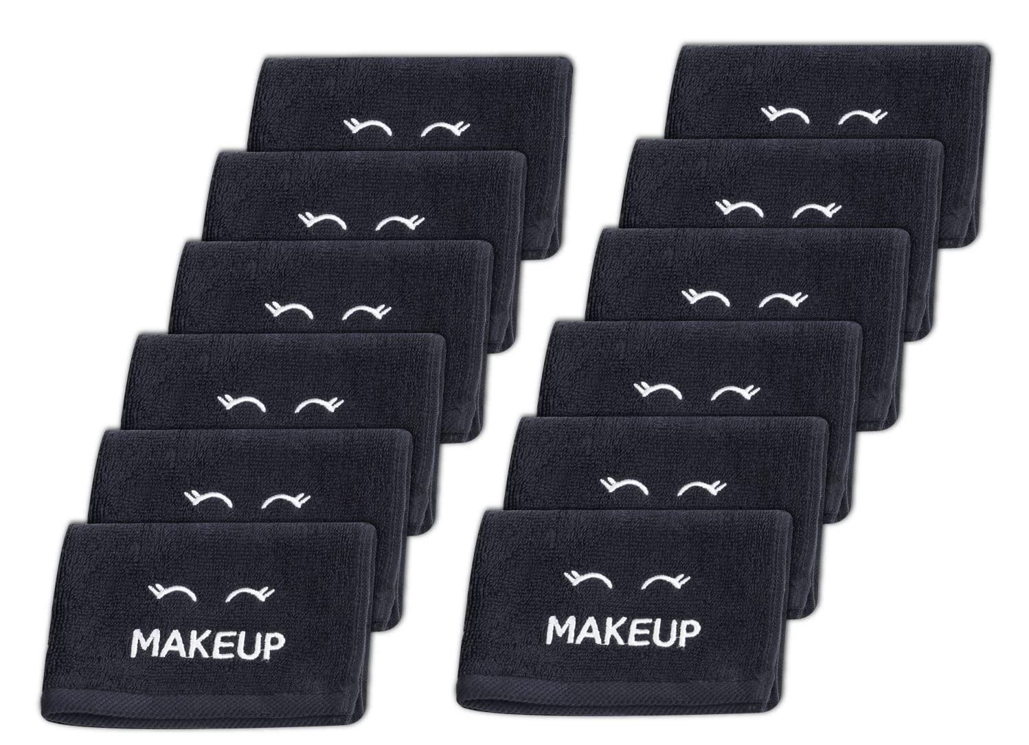 Bleach Safe Black Makeup Towels | Luxury Ultra Soft Cotton Face Washcloths Make Up Removal | 6 Pack, Size: 13 x 13