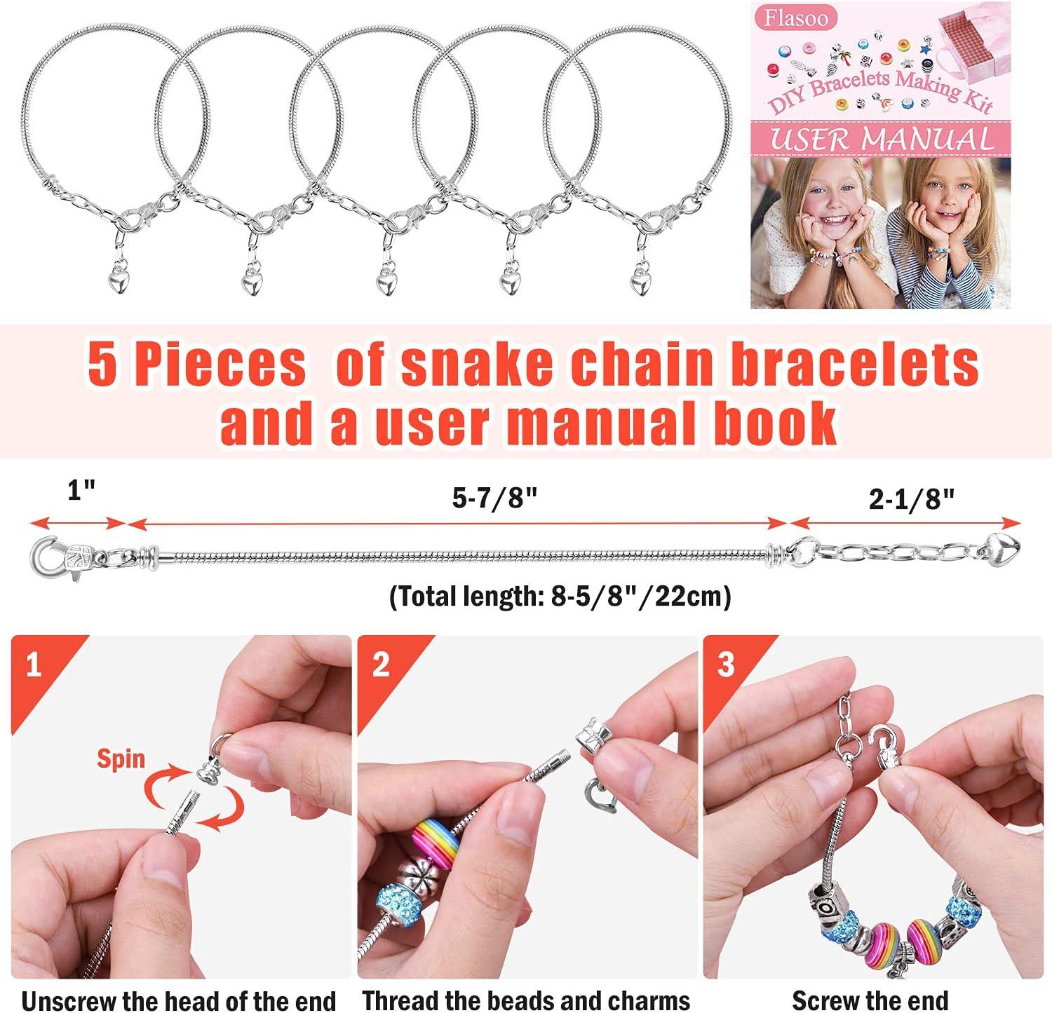 Charm Bracelet Making Kit, 66 Pcs Charm Bracelet Making Kit Jewelry Making  Supplies, Gift Boxed Charm Bracelet Girl DIY Craft Gift Kit For Teen Girls