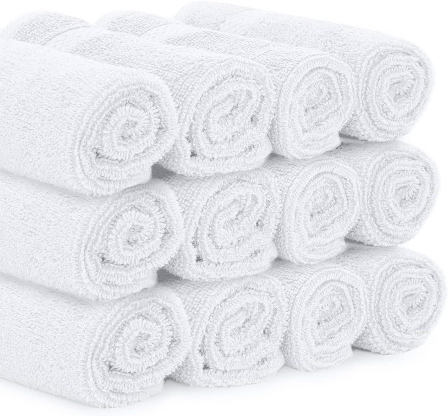 White Classic Luxury Silver Bath Towel Set - Combed Cotton Hotel Quality  Absorbent 8 Piece Towels | 2 Bath Towels | 2 Hand Towels | 4 Washcloths