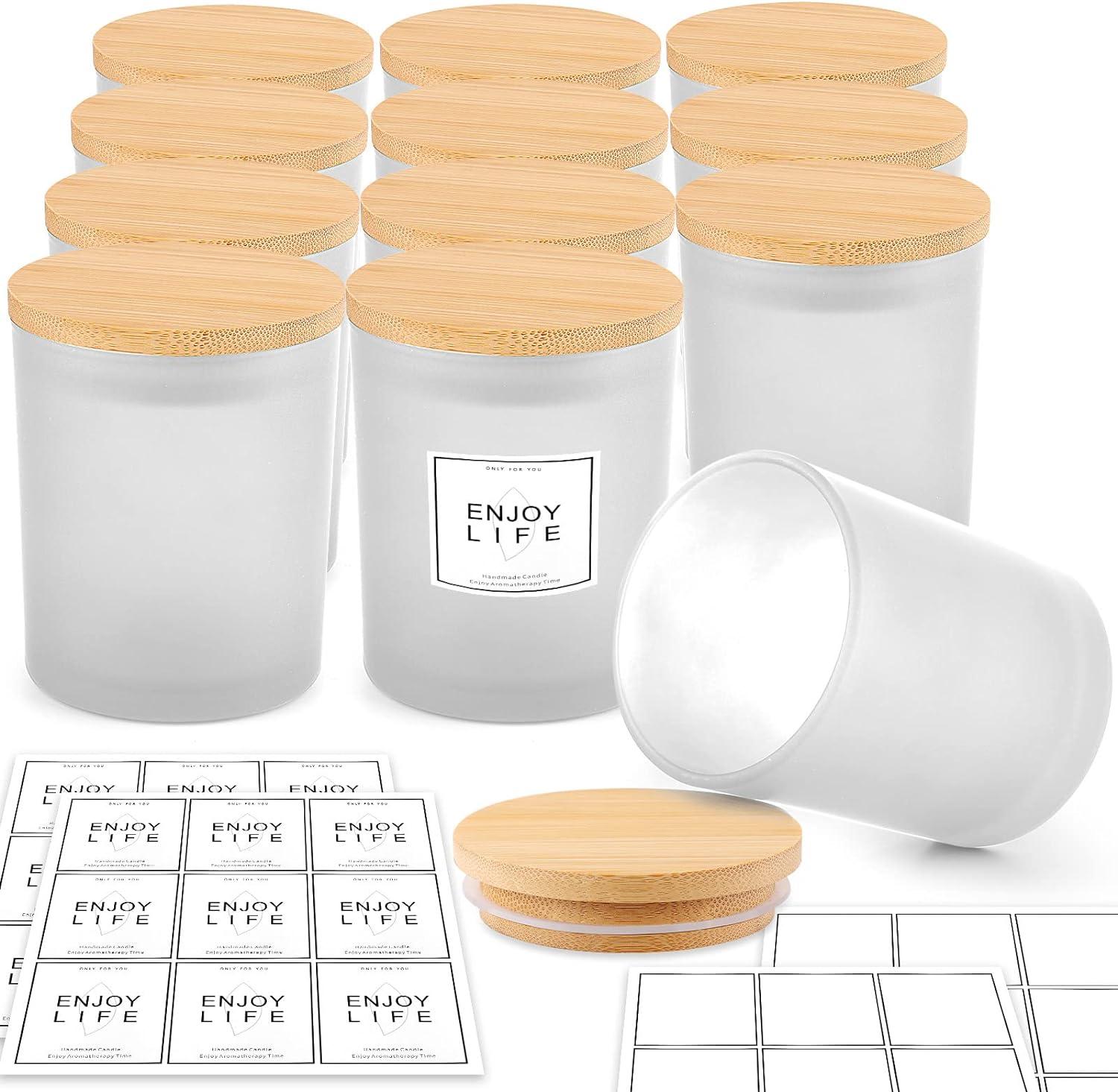 12 Pack Glass Candle Jars with Bamboo Lids Candles Making 6 oz