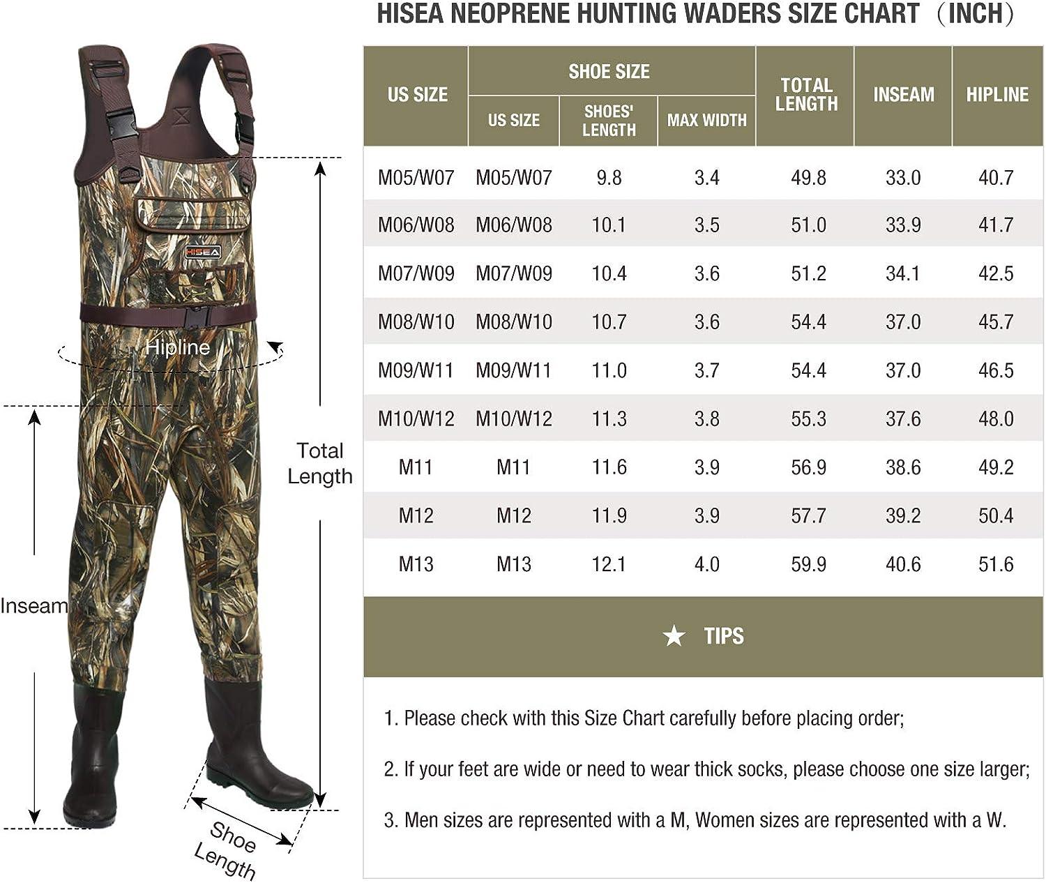 HISEA Neoprene Chest Waders for Men with Boots Duck Hunting Waders with  Hanger