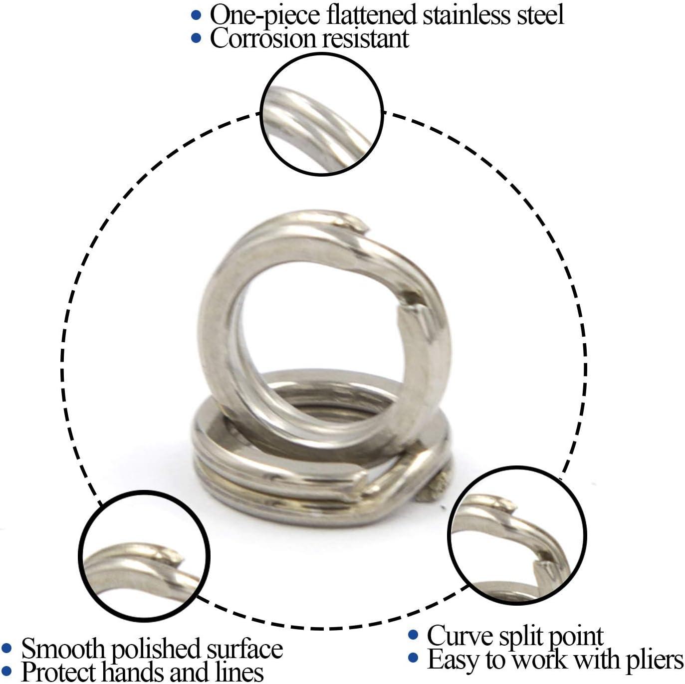 Pack of 201pcs Fishing Stainless Steel Split Rings 5 Sizes and