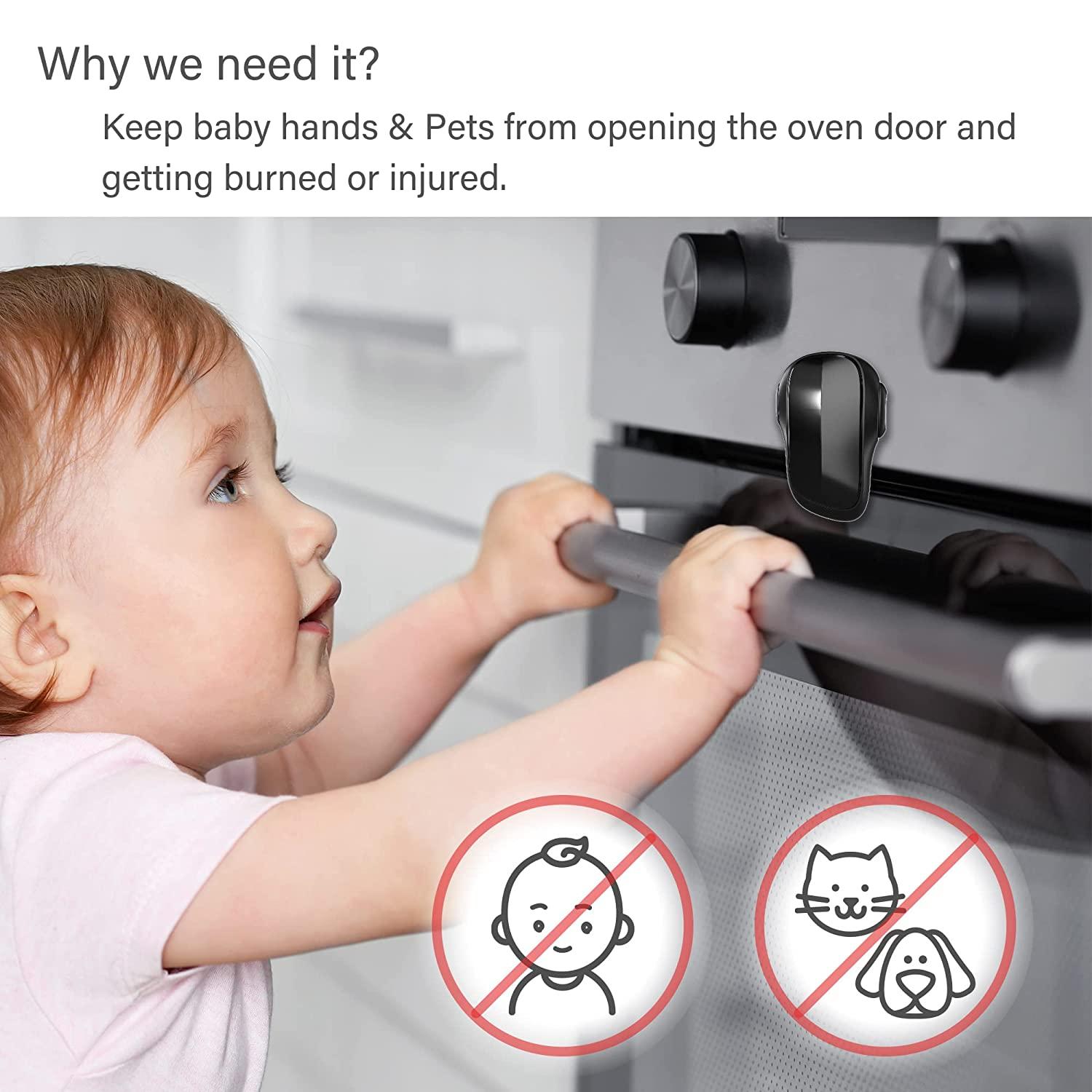 BABY DROM Oven Door Lock Child Safety, Heat-Resistant Easy to Install,  Childproof Oven Locks for Toddlers, no Screws or Drills (Black)