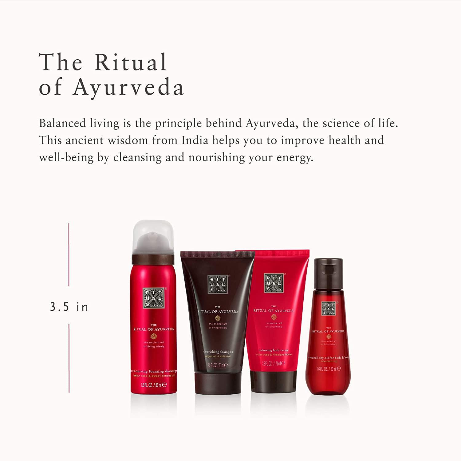 RITUALS Ayurveda Rebalancing Gift Set - Foaming Shower Gel, Shampoo, Body  Cream & Body Oil - Indian Rose & Sweet Almond Oil - Small