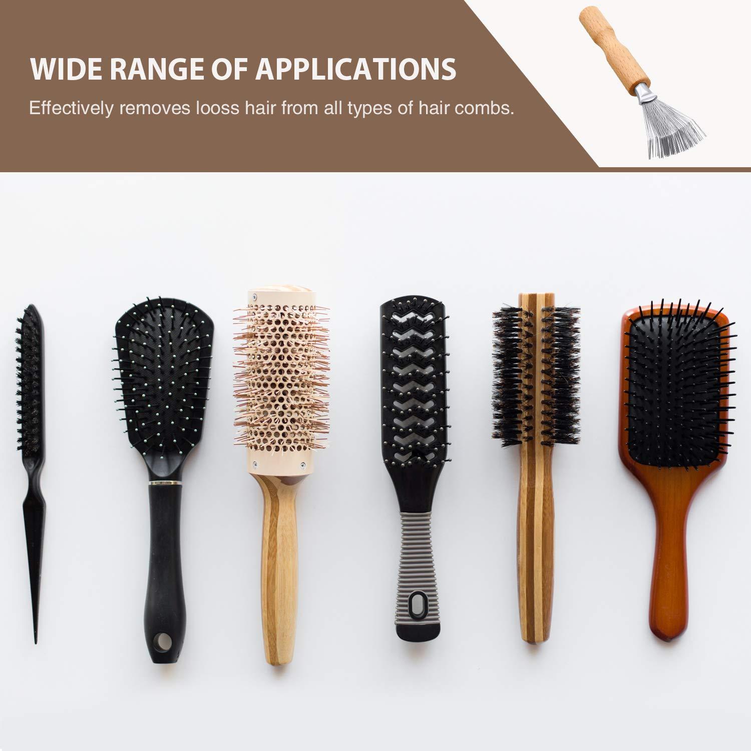 Luwigs Hair Brush and Comb Cleaner with Metal Wire Rake Wooden Handle Comb  Brush Cleaner Hair Dirt Remove Comb Cleaning Tools for Home Salon 1 Count  (Pack of 1) Wooden