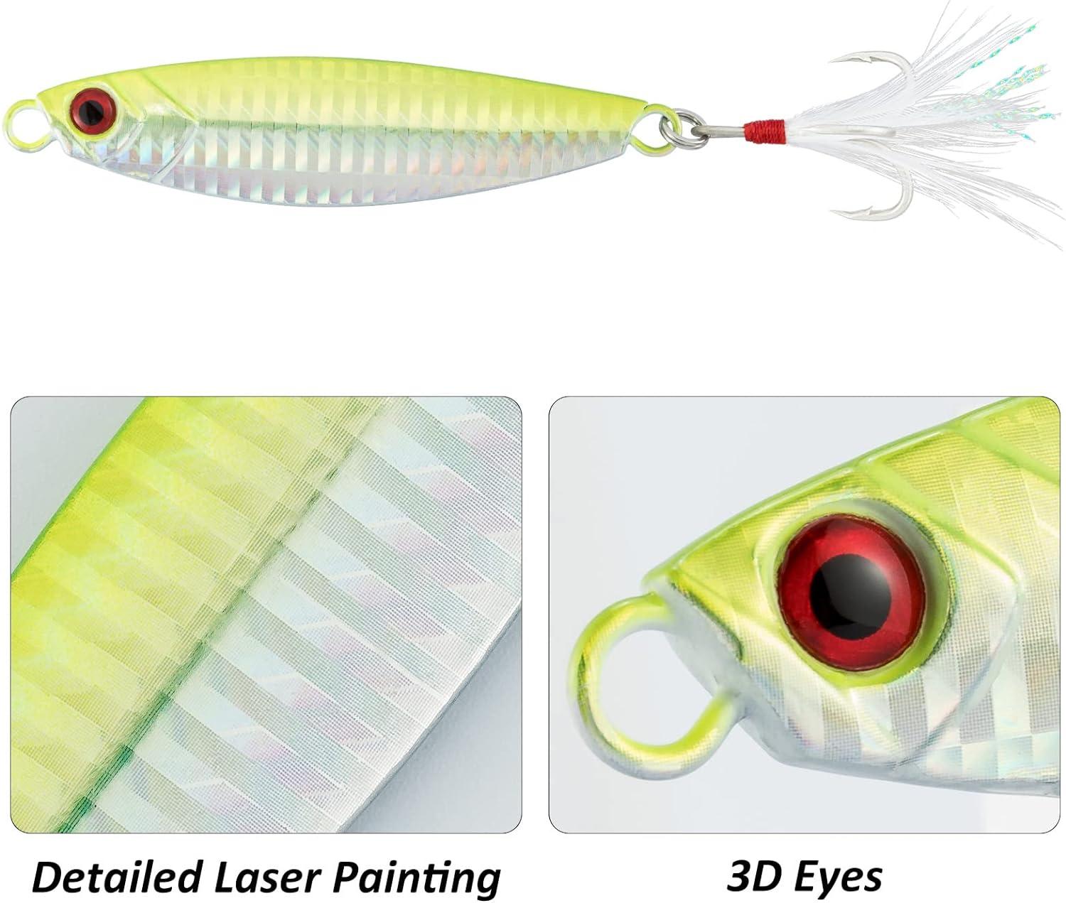 Dr.Fish 3pcs Metal Jigs Sea Fishing Lures Blue/Green Minnow Spoon