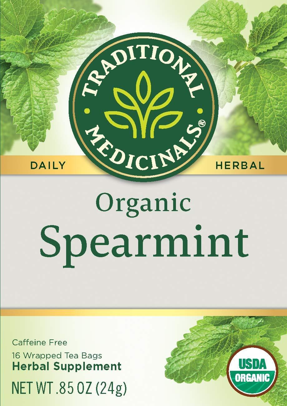 Traditional Medicinals Herbal Teas Organic Spearmint Naturally Caffeine Free  16 Wrapped Tea Bags .85 oz (24 g)