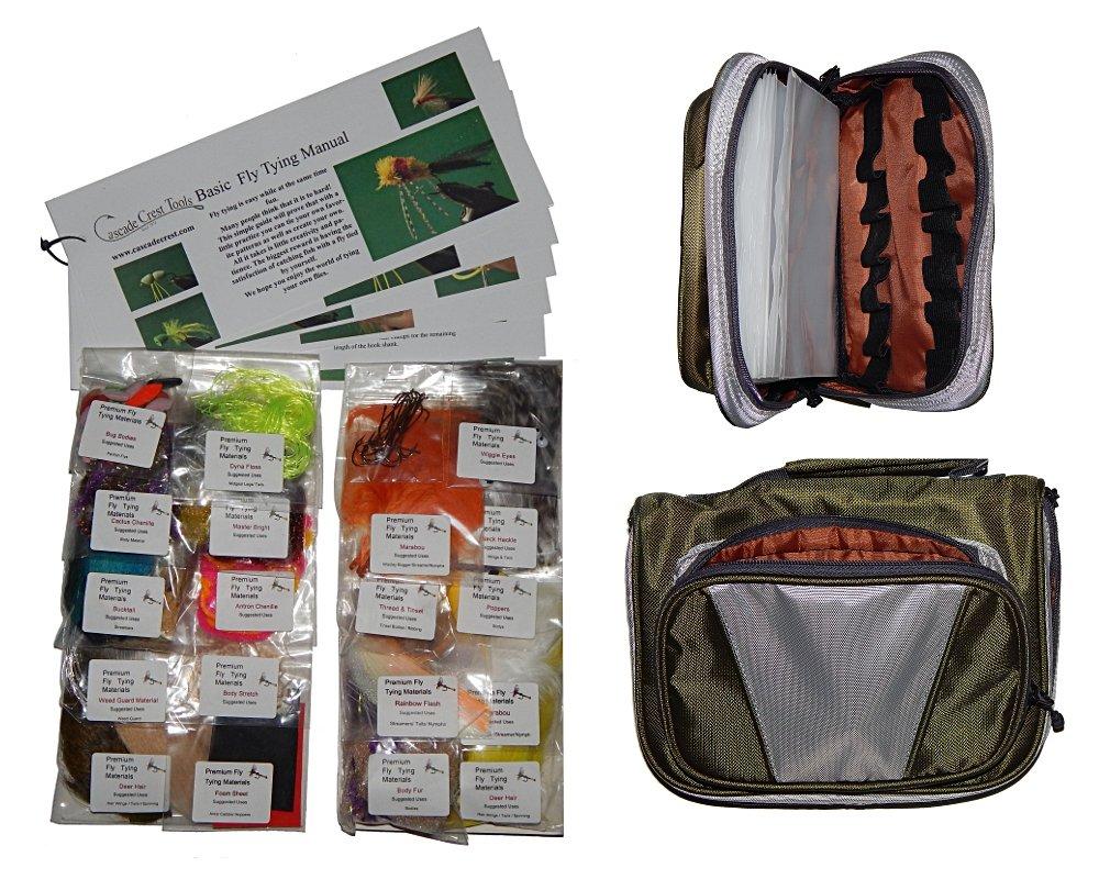 Cascade Bass/Panfish Fly Tying Material Kit with Essentials Tying Materials  Bag