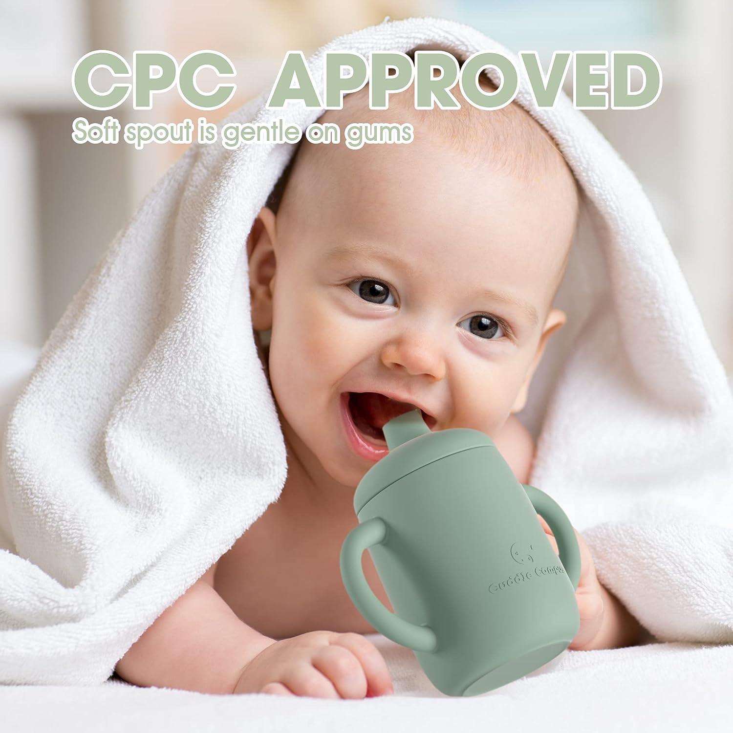 Cuddle Campus Sippy Cups 4 in 1 100% Silicone Toddler Cups Shatterproof Straw  Sippy Cup Open Cup for 1/1+ Year Old Baby 7 OZ New Tourmaline