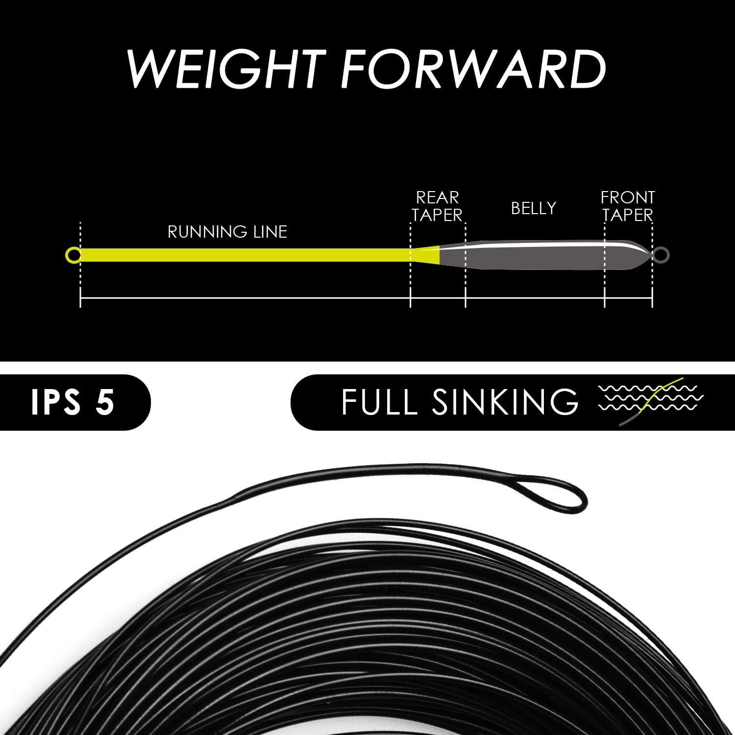 SF Full Sinking Fly Fishing Line Weight Forward Taper Fly Line for  Freshwater WF4 5 6 7 8 9S 90FT IPS3/IPS5