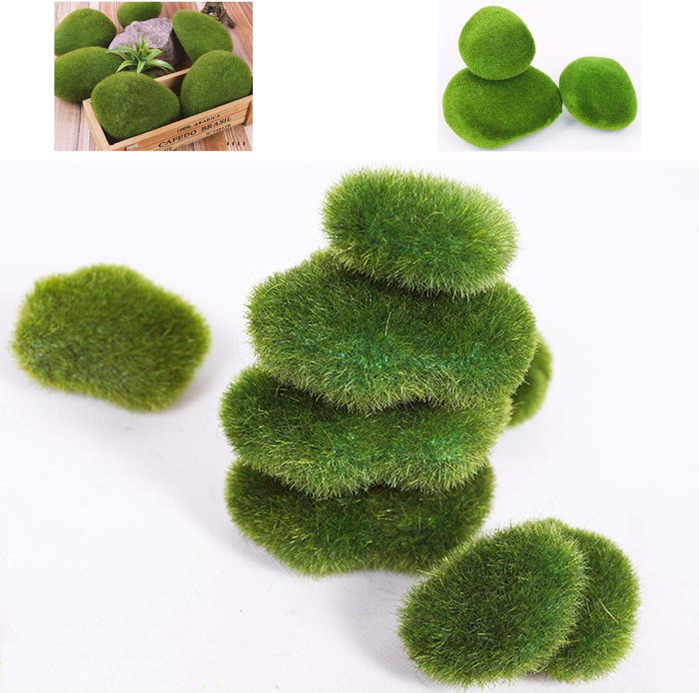 6Pcs Faux Moss Covered Rocks Fake Moss Decor for Floral