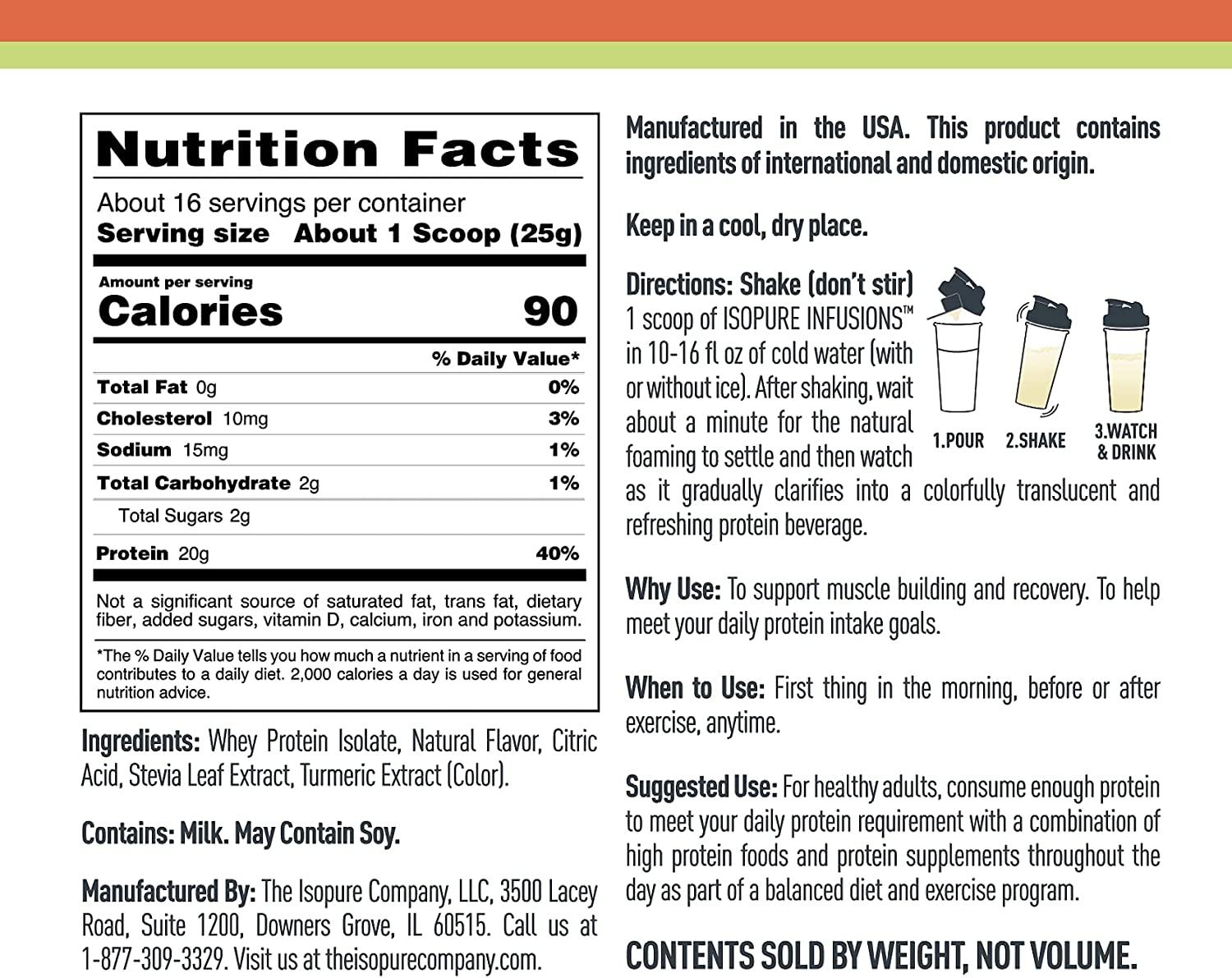 Isopure Protein Drink Nutrition Facts