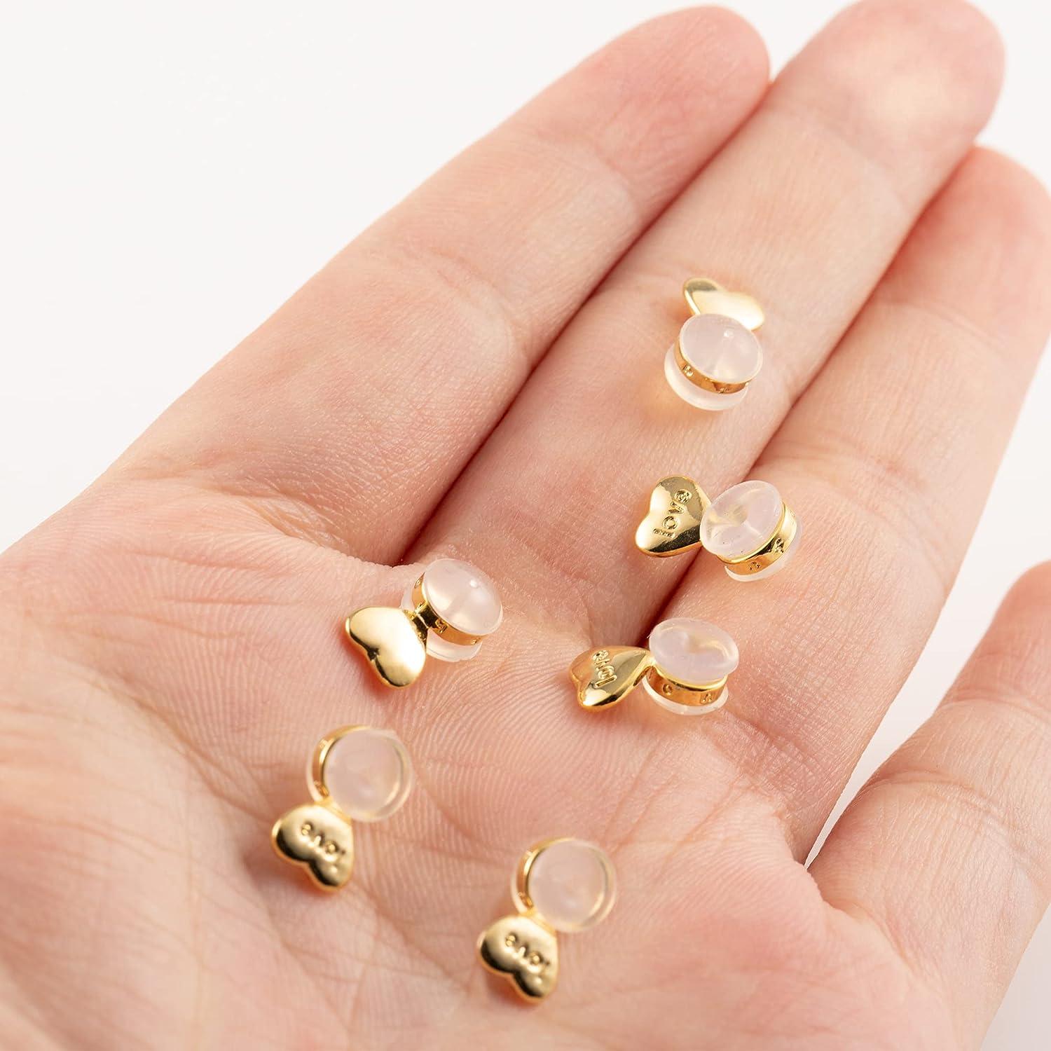 3-Pairs Earring Backs Lifter Adjustable Hypoallergenic Secure Earring Backs  For Heavy Earrings, (Gold)