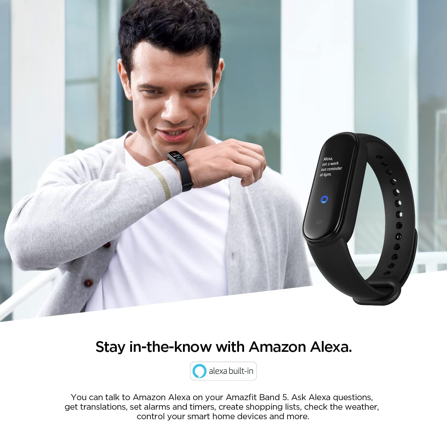  Certified Refurbished Amazfit Band 5 Activity Fitness Tracker  with Alexa Built-in, 15-Day Battery Life, Blood Oxygen, Heart Rate, Sleep &  Stress Monitoring, 5 ATM Water Resistant, Black : Sports & Outdoors
