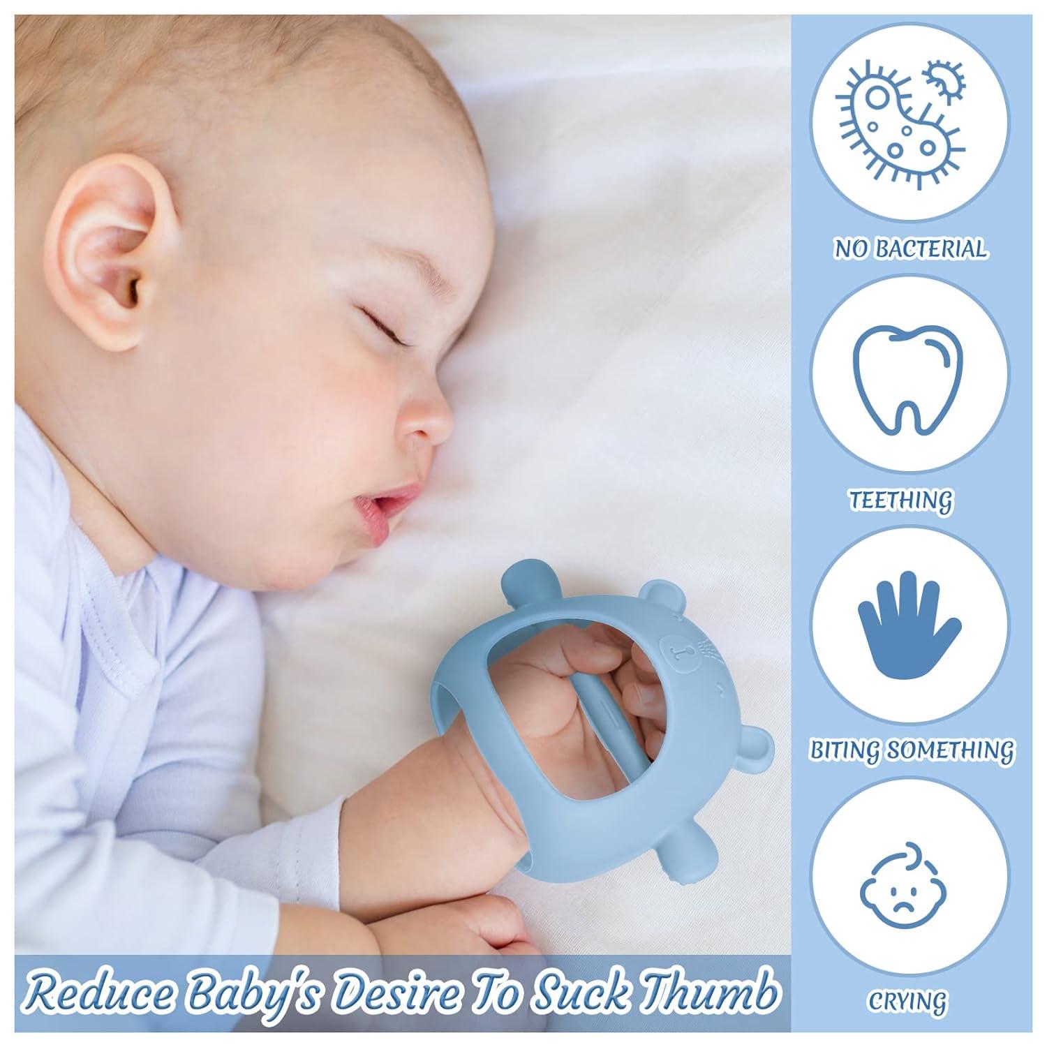 3 Pack Baby Teether Teething Toys for Babies 0-6 Months Baby Teething Toy  Silicone Anti Dropping Infant Hand Teether Pacifiers Wrist Hand Chew Toys