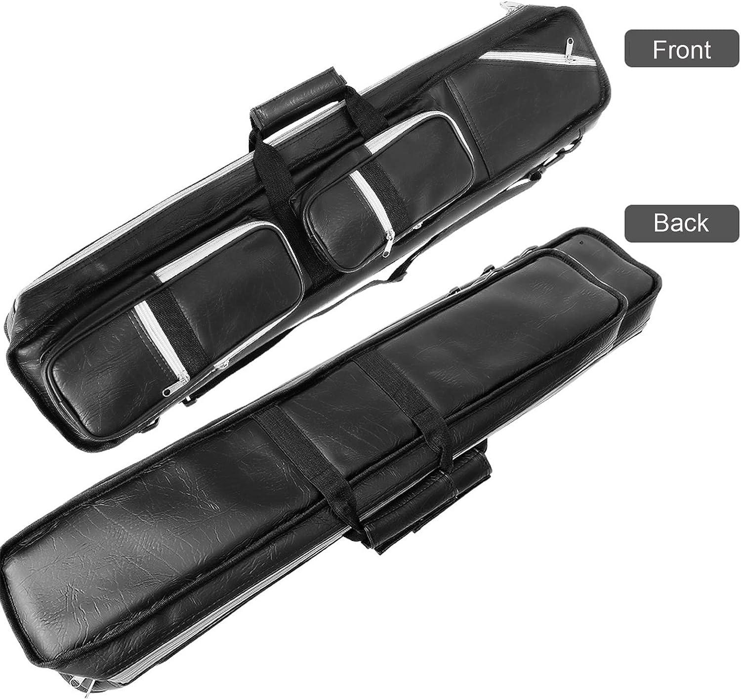 ICZW 4x8 Pool Cue Case Billiard Stick Carrying Case Leatherette Soft Cue Bag  Hold 4 Butt 8 Shaft Black