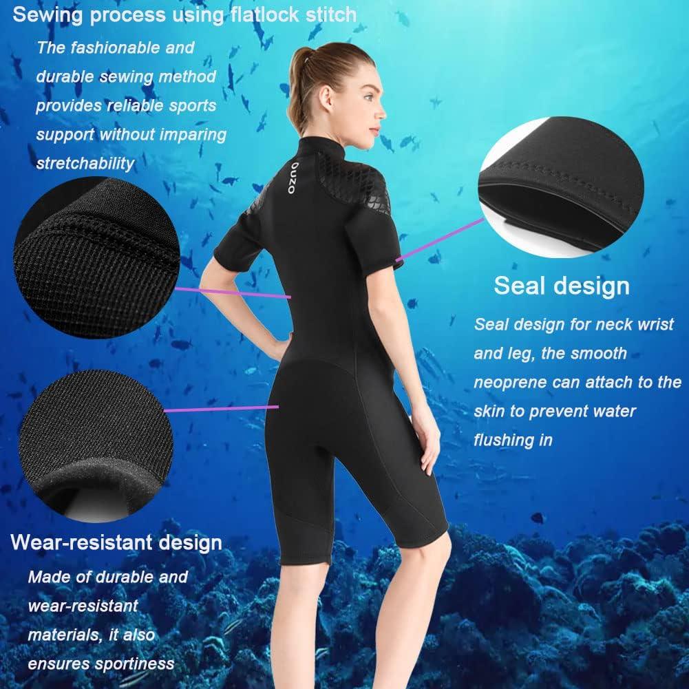 Men's One Piece Wetsuit Long Sleeve Diving Skin Suit Swimwear Swimming Black