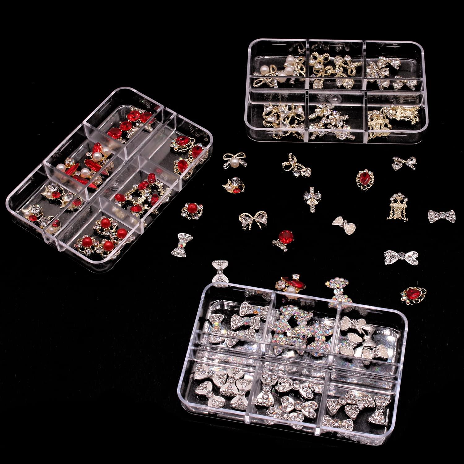 JERCLITY 30 Pieces 3D Luxury Alloy Gold Nail Charms Flat Back Red Nail  Rhinestones Gems Jewels Crystal Diamonds for Nails Nail Pearls Diamonds for  3D Nails Art Decoration Accessories Alloy Nail Charms-02