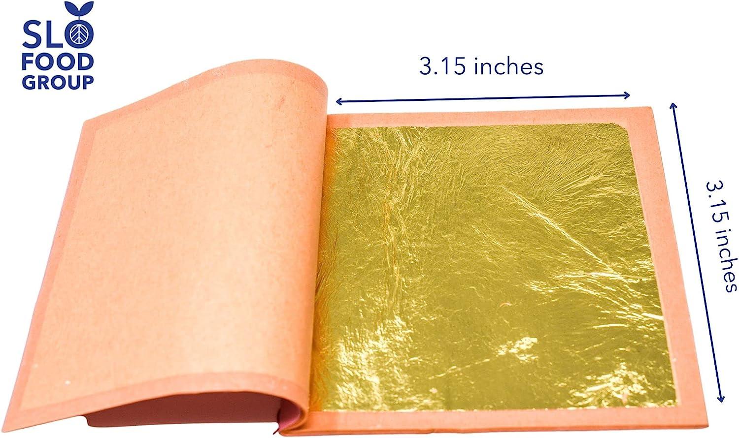 Slofoodgroup - 24 Karat Edible Gold Leaf Loose Sheets - 10 Sheets Gold Leaf  Per Book - Gold Leaf Sheet Size 3.15in x 3.15in Loose Leaf Sheets - Edible  Decoration, Crafting, Art and More
