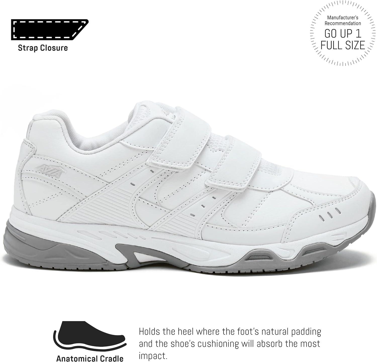 Avia Avi-Union II Strap Non Slip Shoes for Women Comfort Safety Shoes for  Work Nursing Restaurants & Walking 8.5 Wide White/Chrome Silver