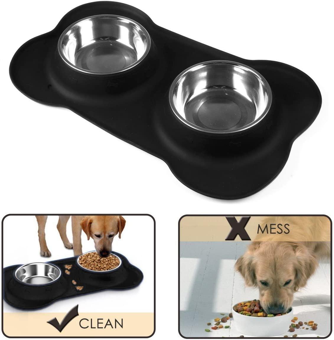 AsFrost Dog Food Bowls Stainless Steel Dog Bowls with No Spill Non