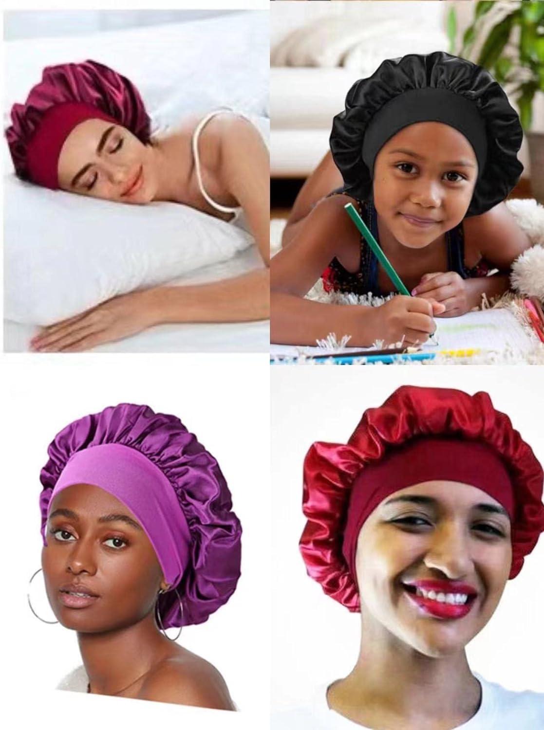 Silk Satin Hair Bonnet for Sleeping, Sleep Bonnet with Elastic Soft  Band,Sleep Bonnet Sleep Cap for Hair Curly Hair Sleeping Natural Hair