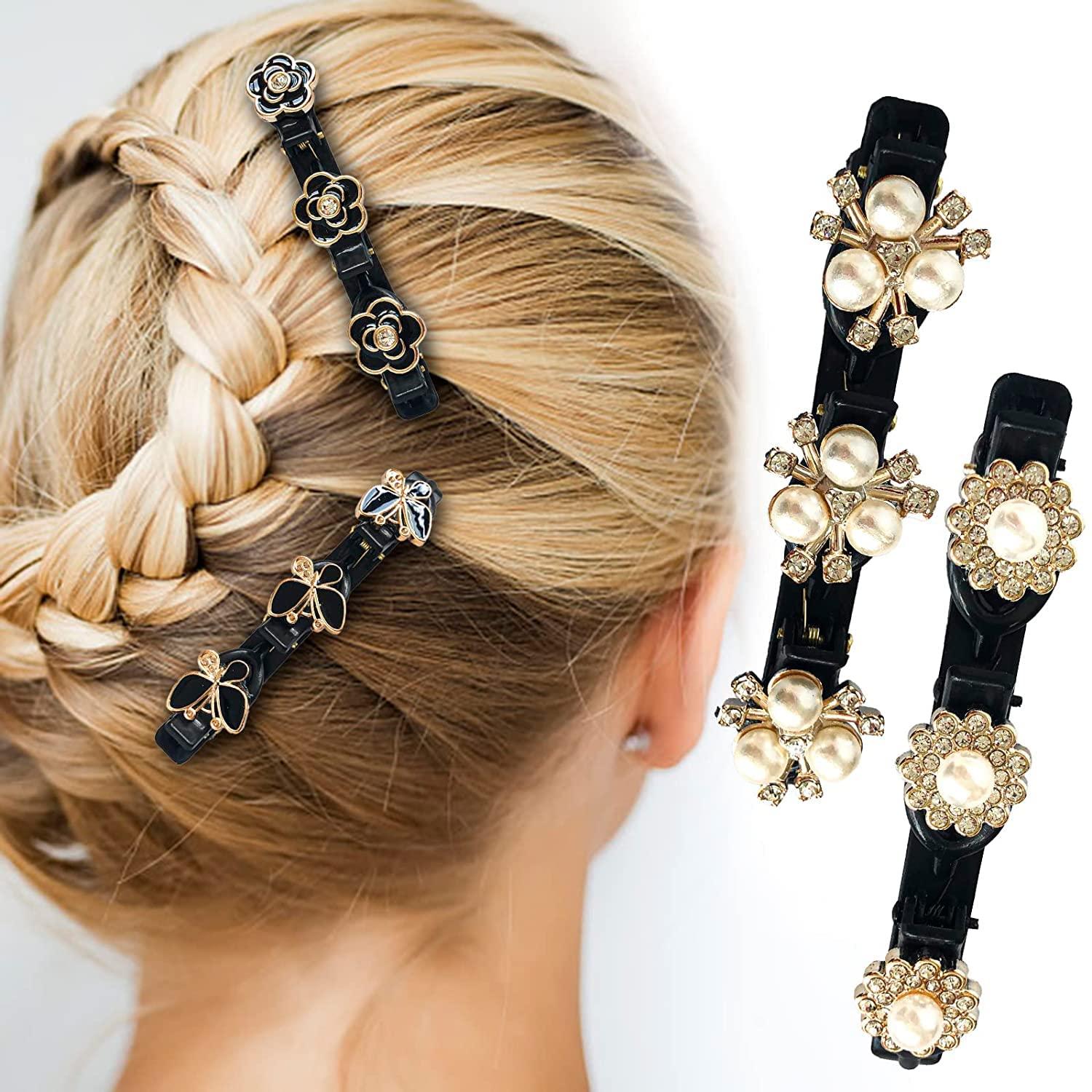 Dropship 8PCS Sparkling Crystal Stone Braided Hair Clips Four-Leaf Clover  Chopped Hairpin Duckbill Clip With 3 Small Clips On Top Hair Accessories  Clips For Women Girls to Sell Online at a Lower