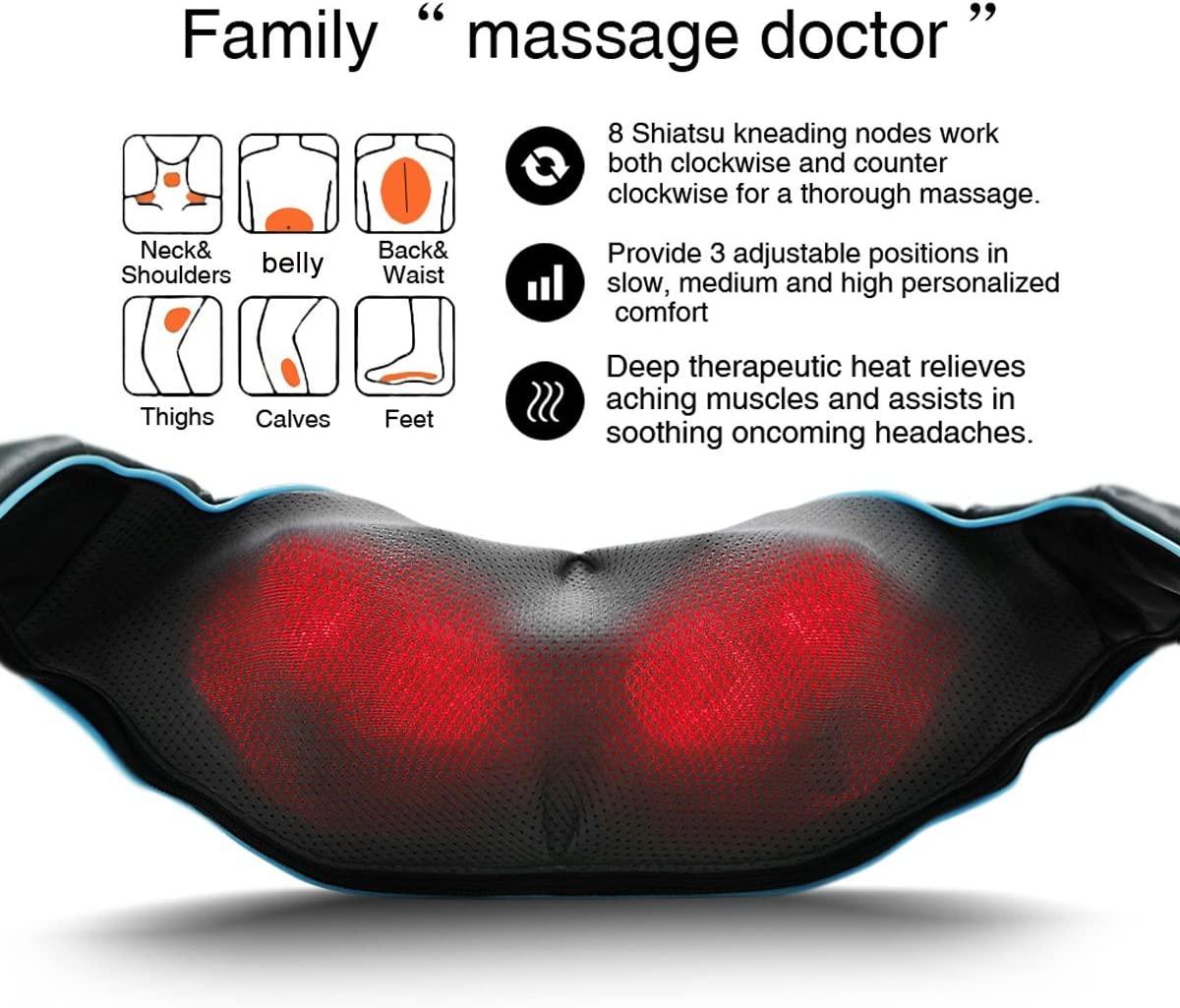 4D Kneading Neck Massager, Shiatsu Neck Back Massager with Heat