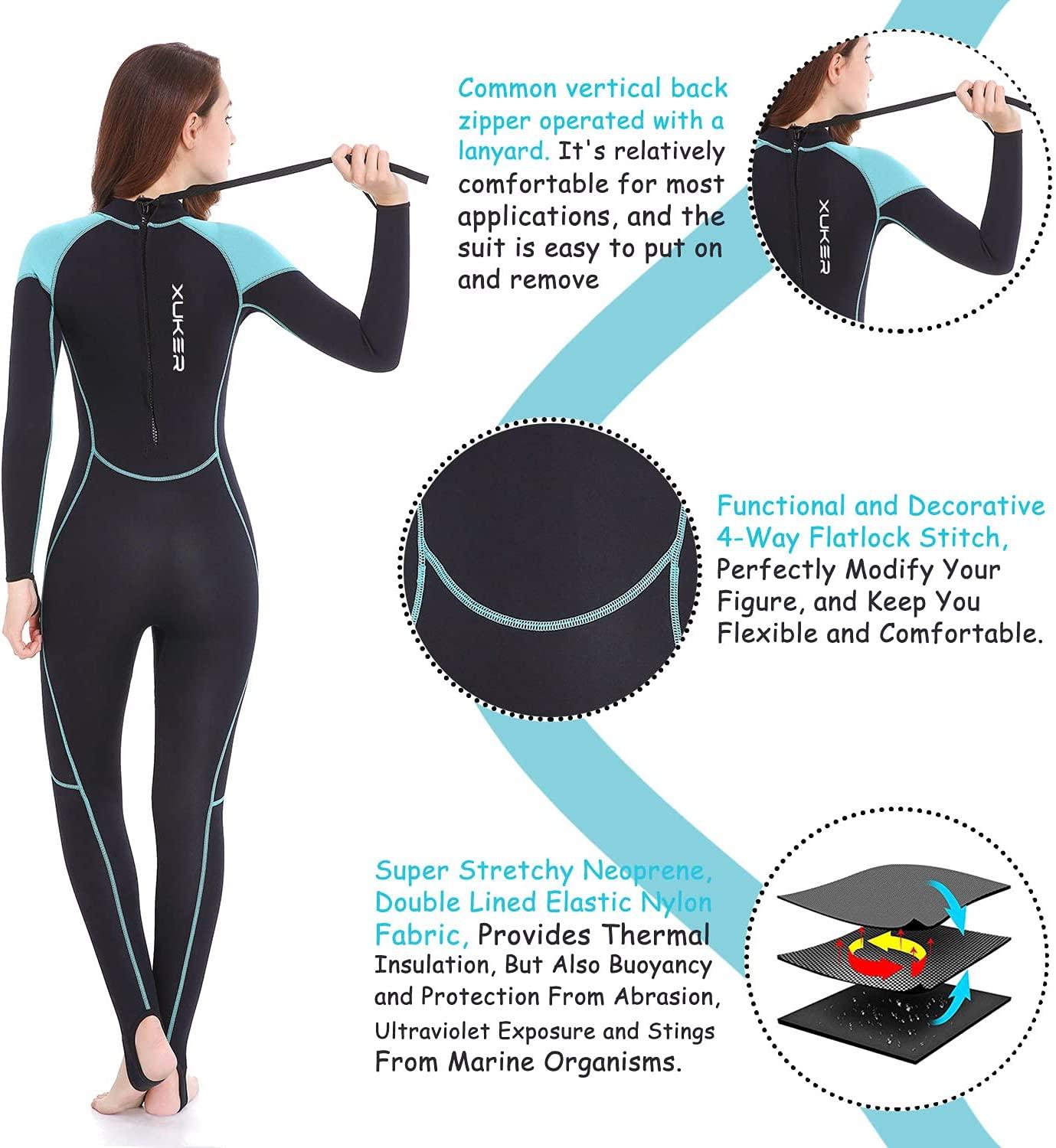  XUKER Wetsuit Men, 2mm Neoprene Long Sleeve Full Body Back Zip Wet  Suit in Cold Water for Diving Surfing Snorkeling Kayaking Swimming Scuba  Water Sports : Sports & Outdoors