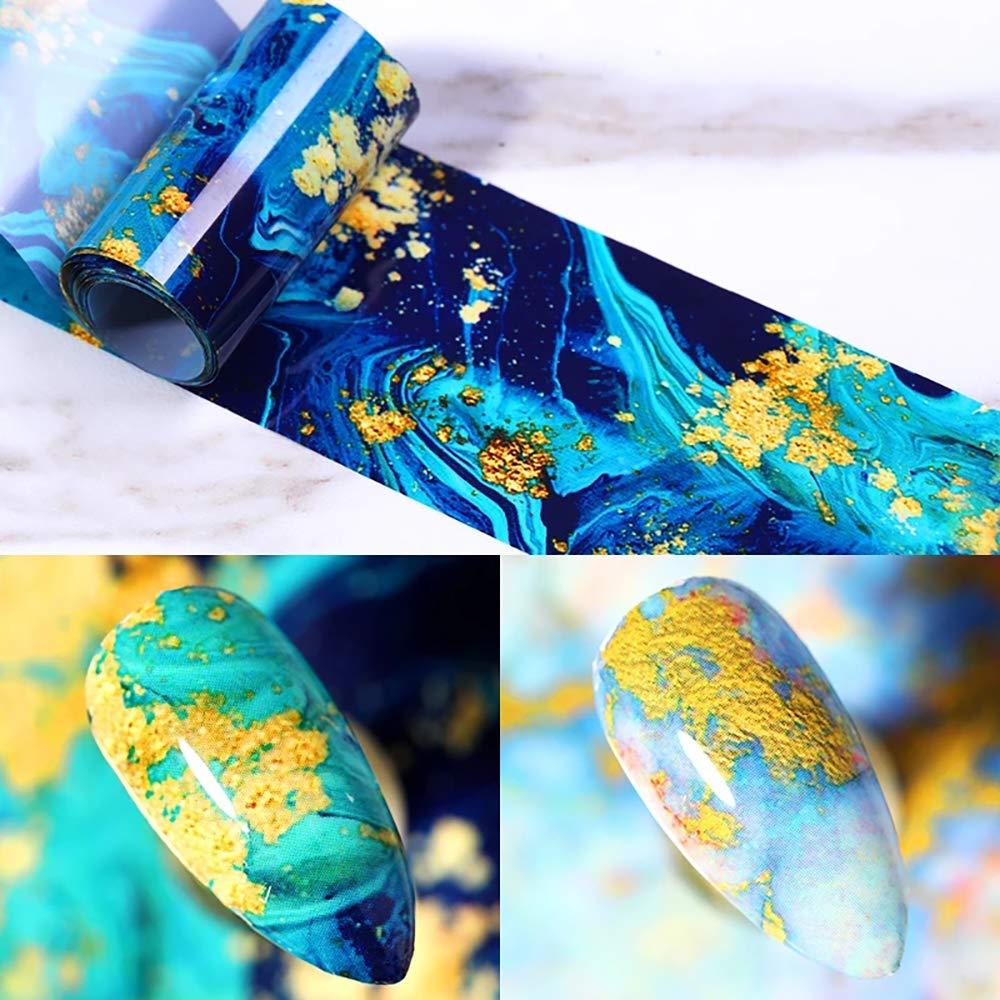 Marble Nail Foil Transfer Sticker, 10 Rolls Marble Stone Nail Foils  Colorful Blooming Print Nail Art Foil Wraps Decals DIY Nail Decoration for  Women Girls 