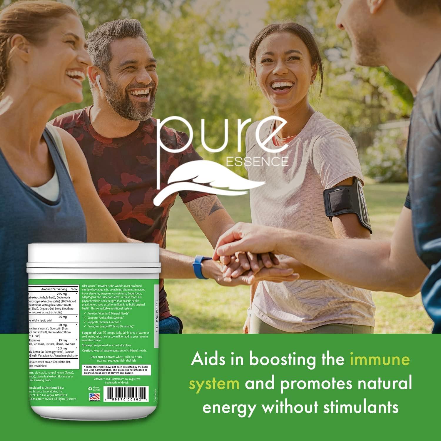  Pure Essence Labs LifeEssence Multivitamin Powder for Men and  Women, Natural Herbal Supplement with Vitamin D3, B12, and Biotin,  Energizing Whole Food Based Powder Mix, 7.3 oz : Health & Household