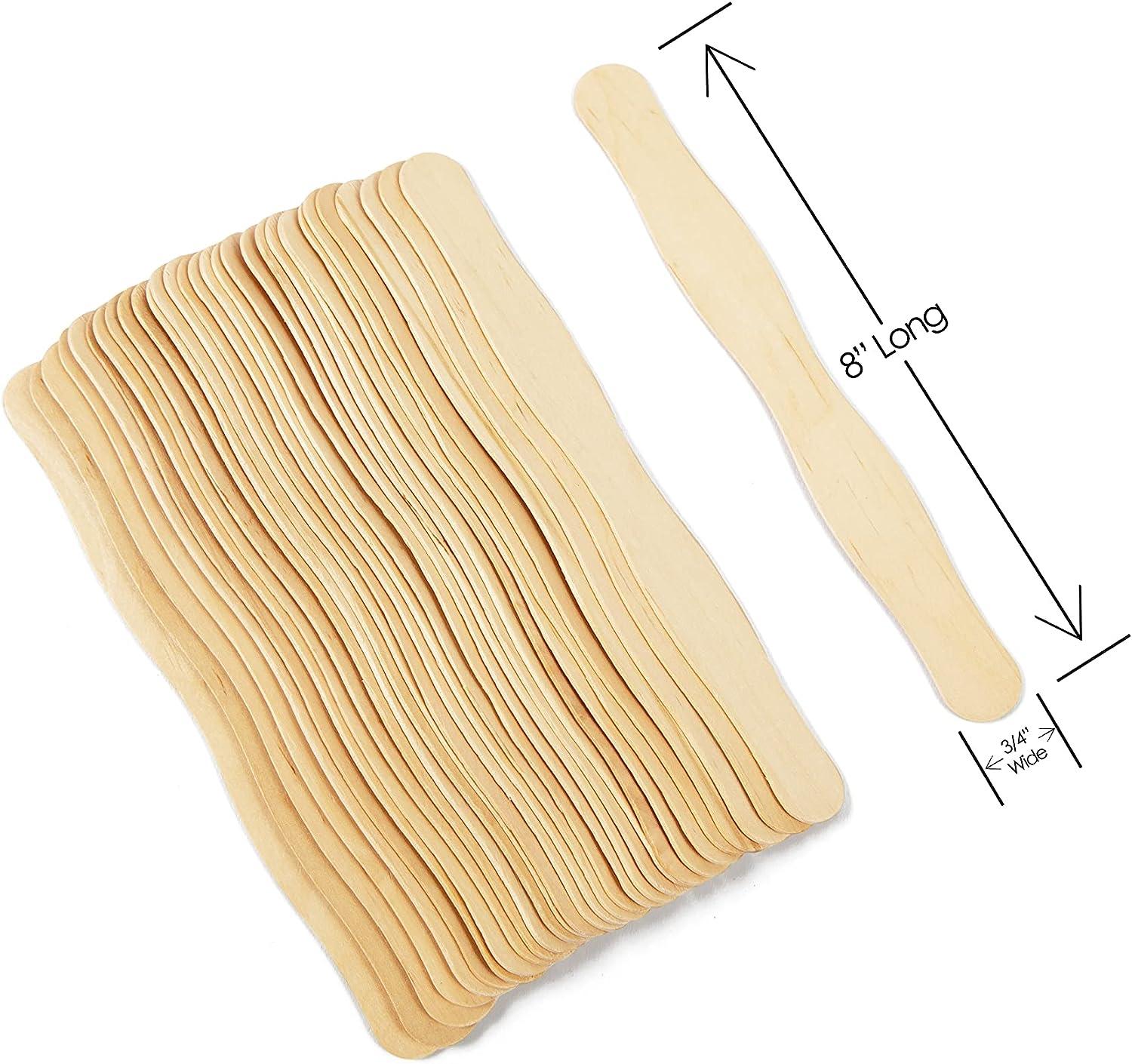 50 Pack Craft Sticks, 8 inch Wood Wavy Sticks, Fan Handles, Large Popsicle  sticks for Crafts, Wedding Programs, DIY Crafting, Painting 