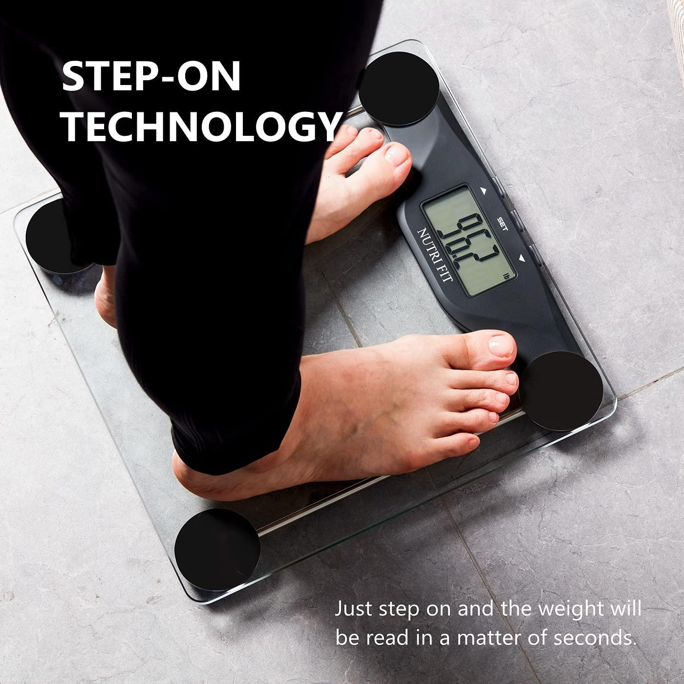 NUTRI FIT BMI Scale Digital Body Bathroom Scale Body Mass Index Body Weight  Analyzer for Heavy Duty 400 lbs Large Backlight Display Black BMI Scale  Black