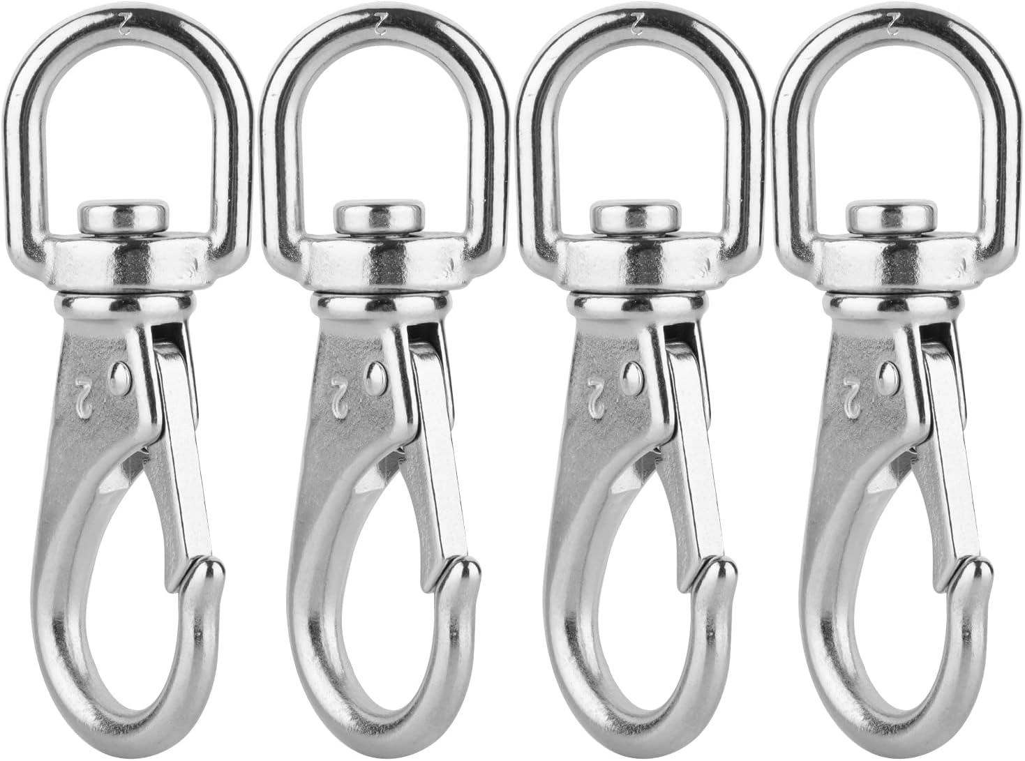 Mixiflor Stainless Steel Swivel Eye Snap Hook, 4 Pack (4 Inch) Swivel Snap  Hook Flag Pole Clips, Rotating Diving Clips Spring Hooks for Flag Poles,  Dog Leash, Key Chain, Boat Anchor Rope
