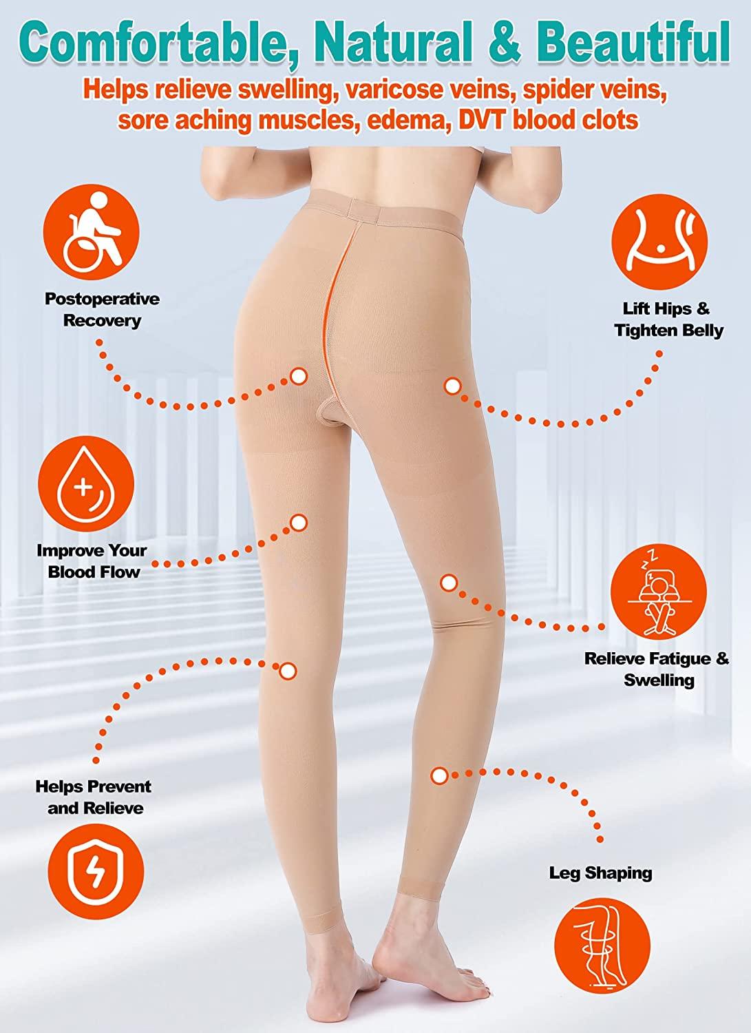 Medical Compression Pantyhose for Women & Men,Open Toe,Firm Support Hose  20-30 mmHg Graduated Compression Hose Tights for Swelling Edema Varicose