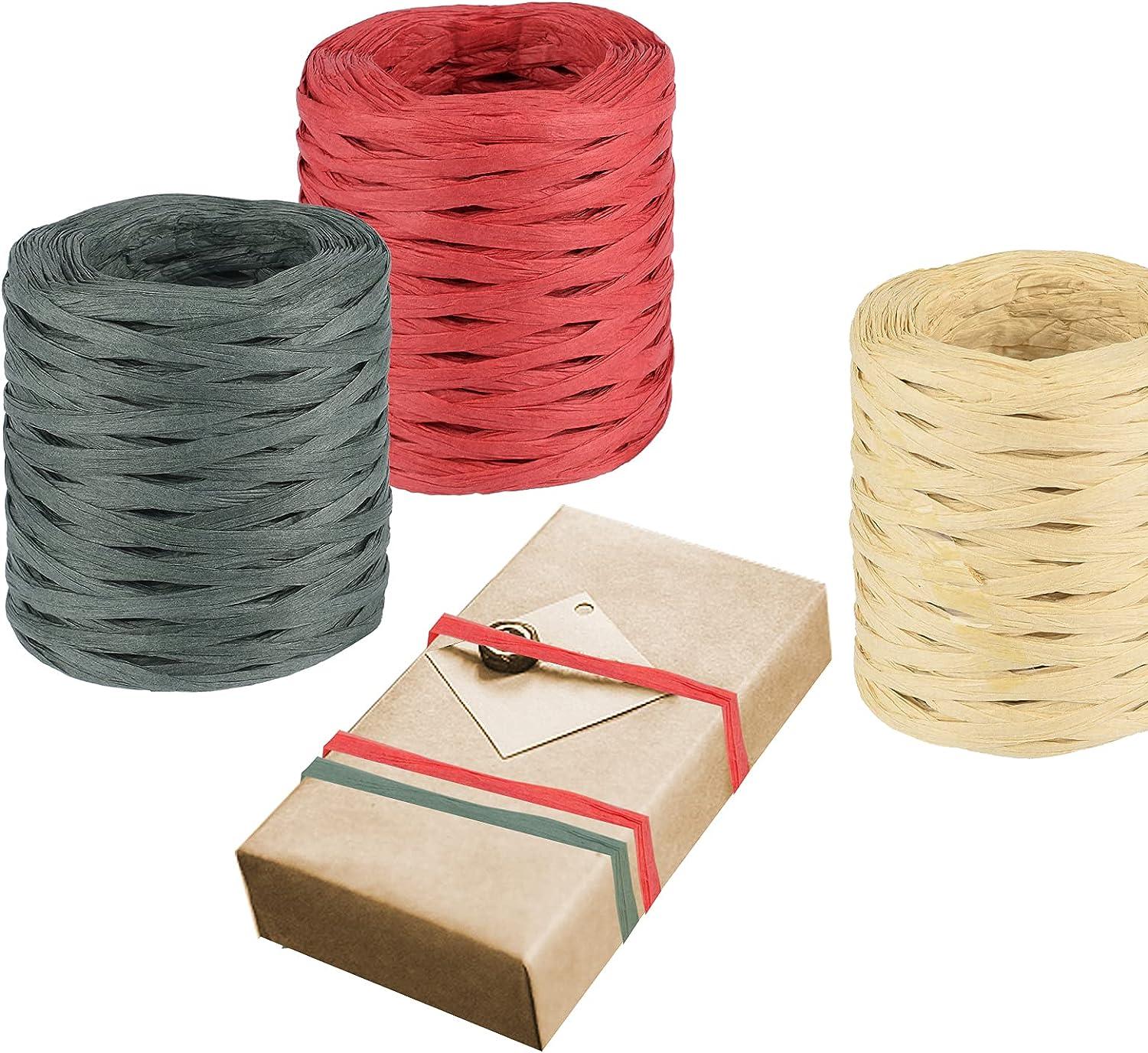  Anvin 1 Roll Natural Raffia Paper Ribbon Matte Twine Raffia  Ribbon Paper Decorative String for Festival Gift Wrapping, Crafts and DIY  1/4 Wide by 660 Feet Each Roll (Natural Color) 