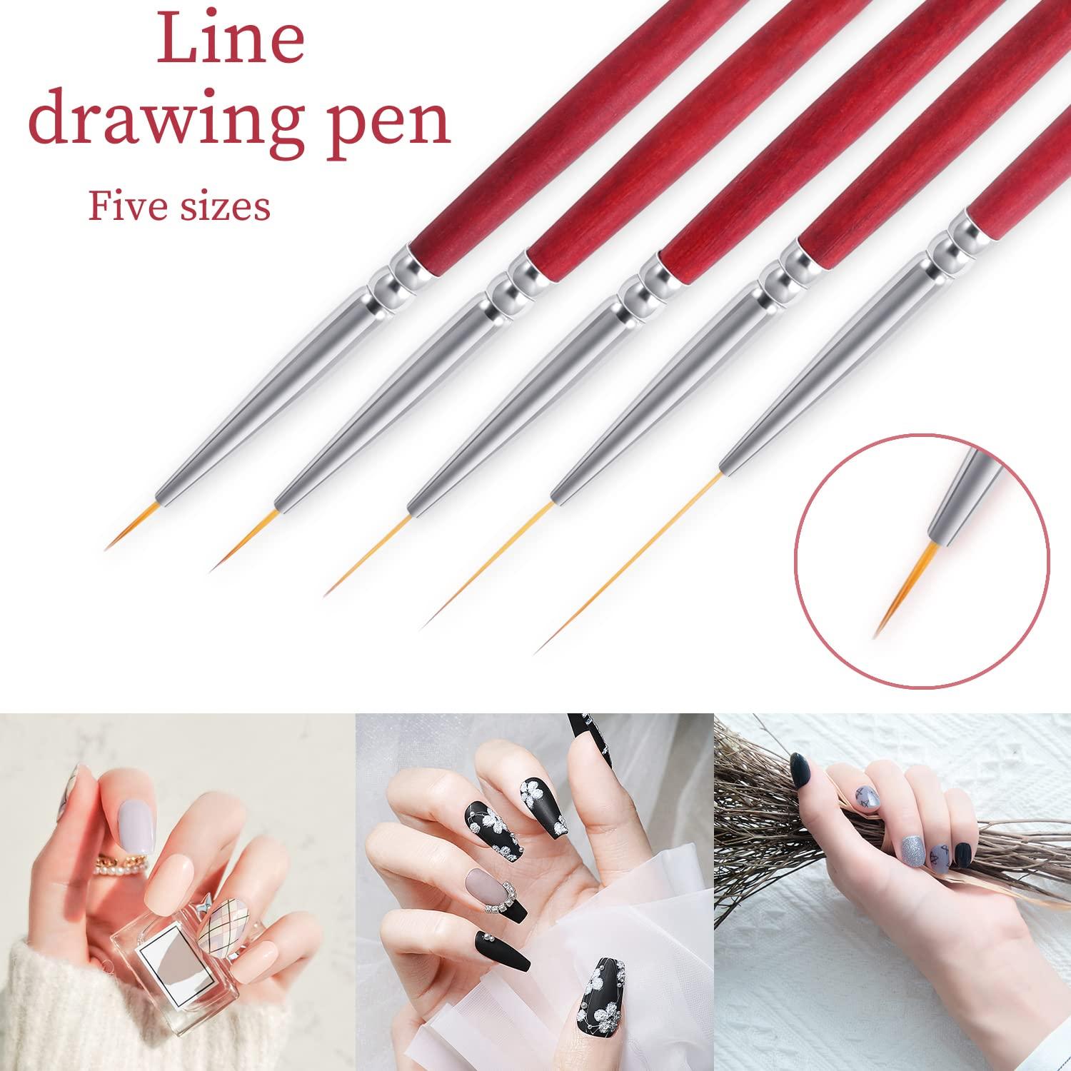 6 Pcs Nail Art Brush, Professional Nail Art Pen Thin Nail Art Brush Acrylic  Nail Painting Brushes for DIY Nail Art Designs (3 Sizes)